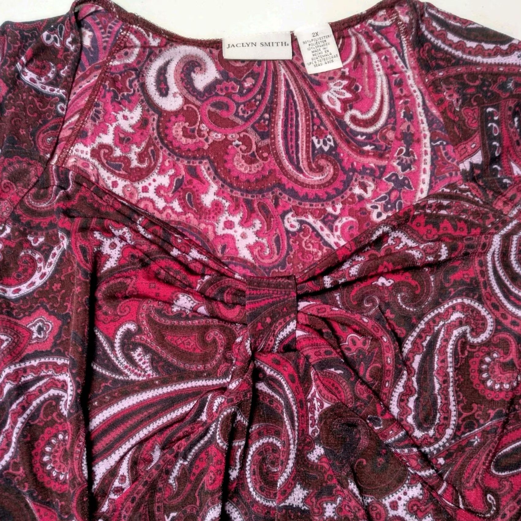 Vintage Jaclyn Smith Shirt Plus Size 2X Purple Paisley V-Neck Knit 3/4 Sleeve Blouse Women Womens Size XXL / US 16-18 / IT 52-54 - 7 Thumbnail