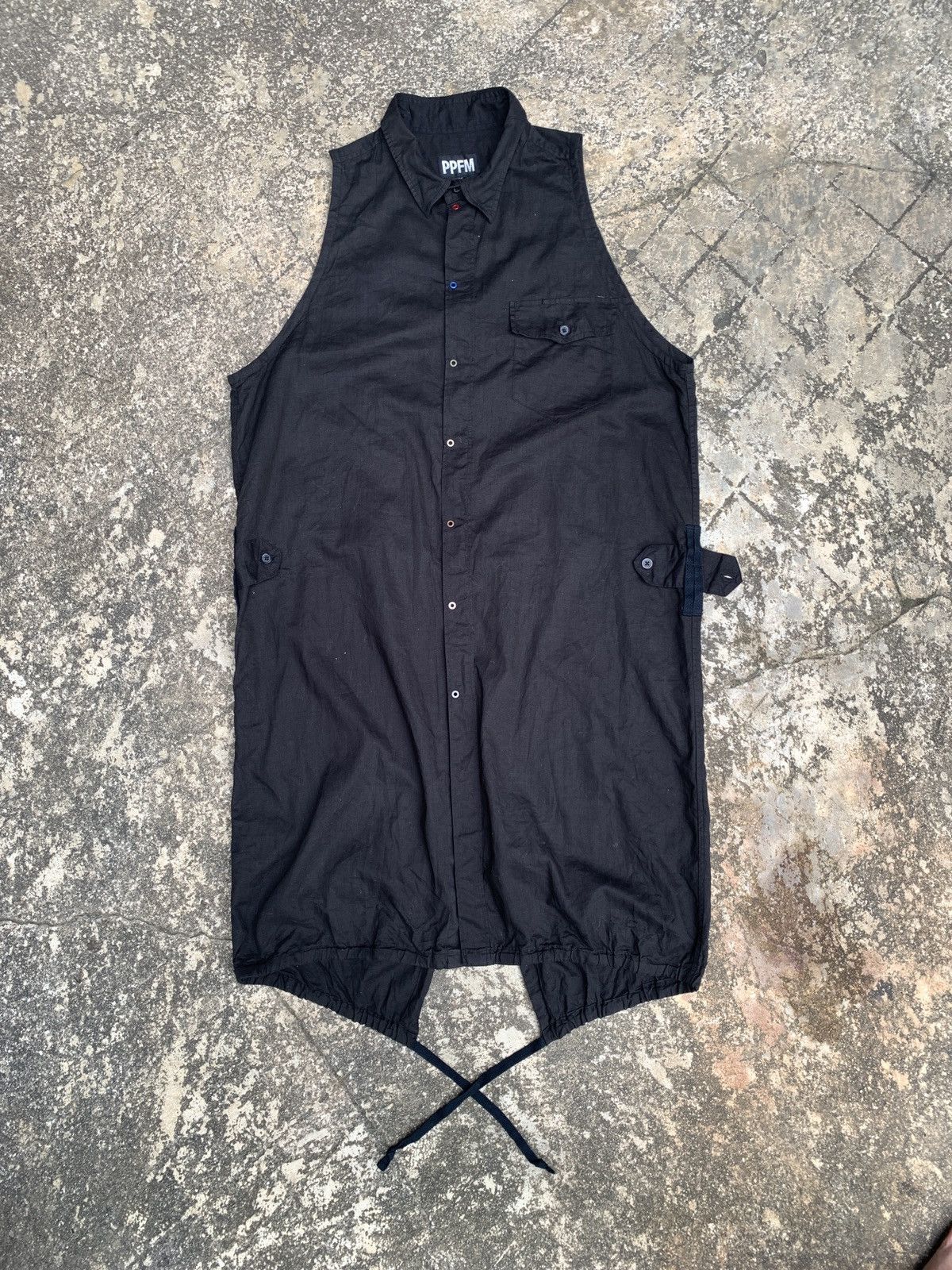 Japanese Brand 2000s PPFM Japan Black Military Fishtail Sleeveless Dress Size M / US 6-8 / IT 42-44 - 1 Thumbnail