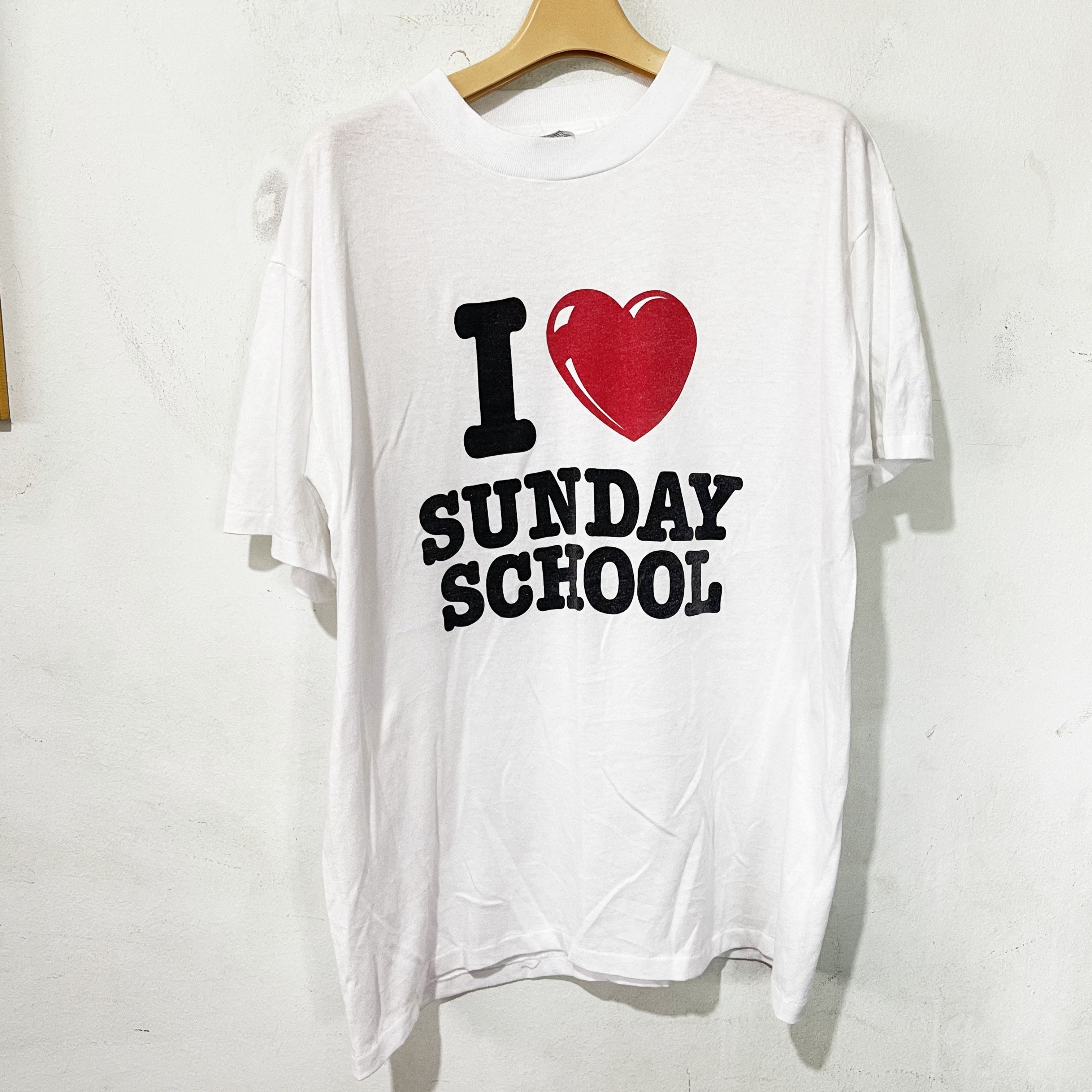 Vintage Vintage 90s I Love Sunday School T-Shirt Size US L / EU 52-54 / 3 - 1 Thumbnail