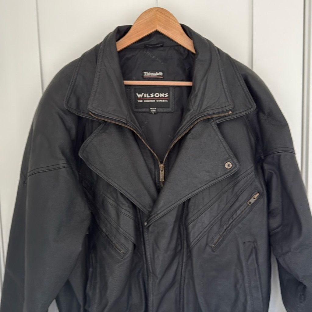 Wilsons Leather Wilson's Black Leather Jacket, Sz L Size US L / EU 52-54 / 3 - 2 Thumbnail