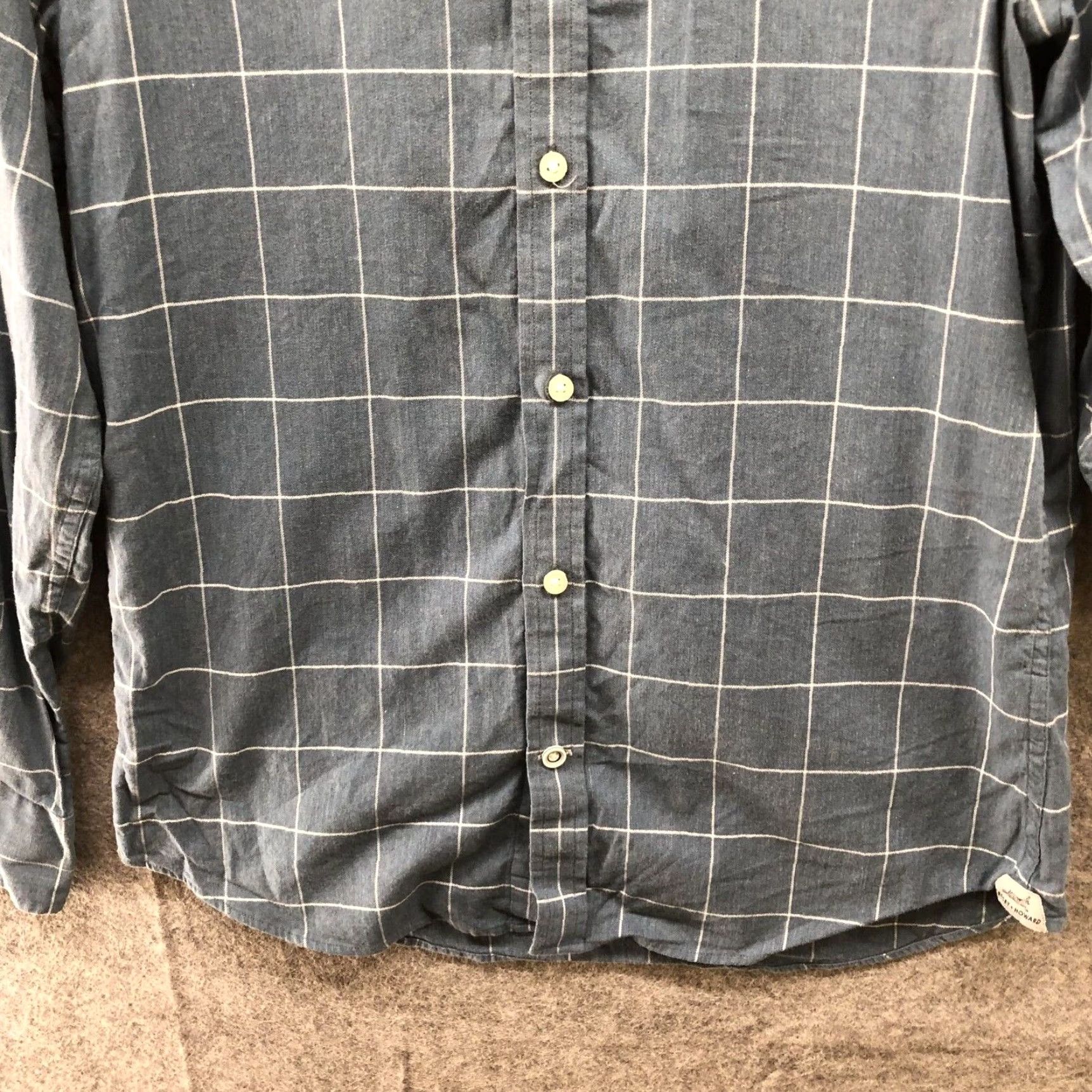 Vintage Mens Long Sleeve Shirt Crosby Howard S Blue Grid Plaid Soft Brushed Cotton Extra Large XL Size US S / EU 44-46 / 1 - 4 Thumbnail