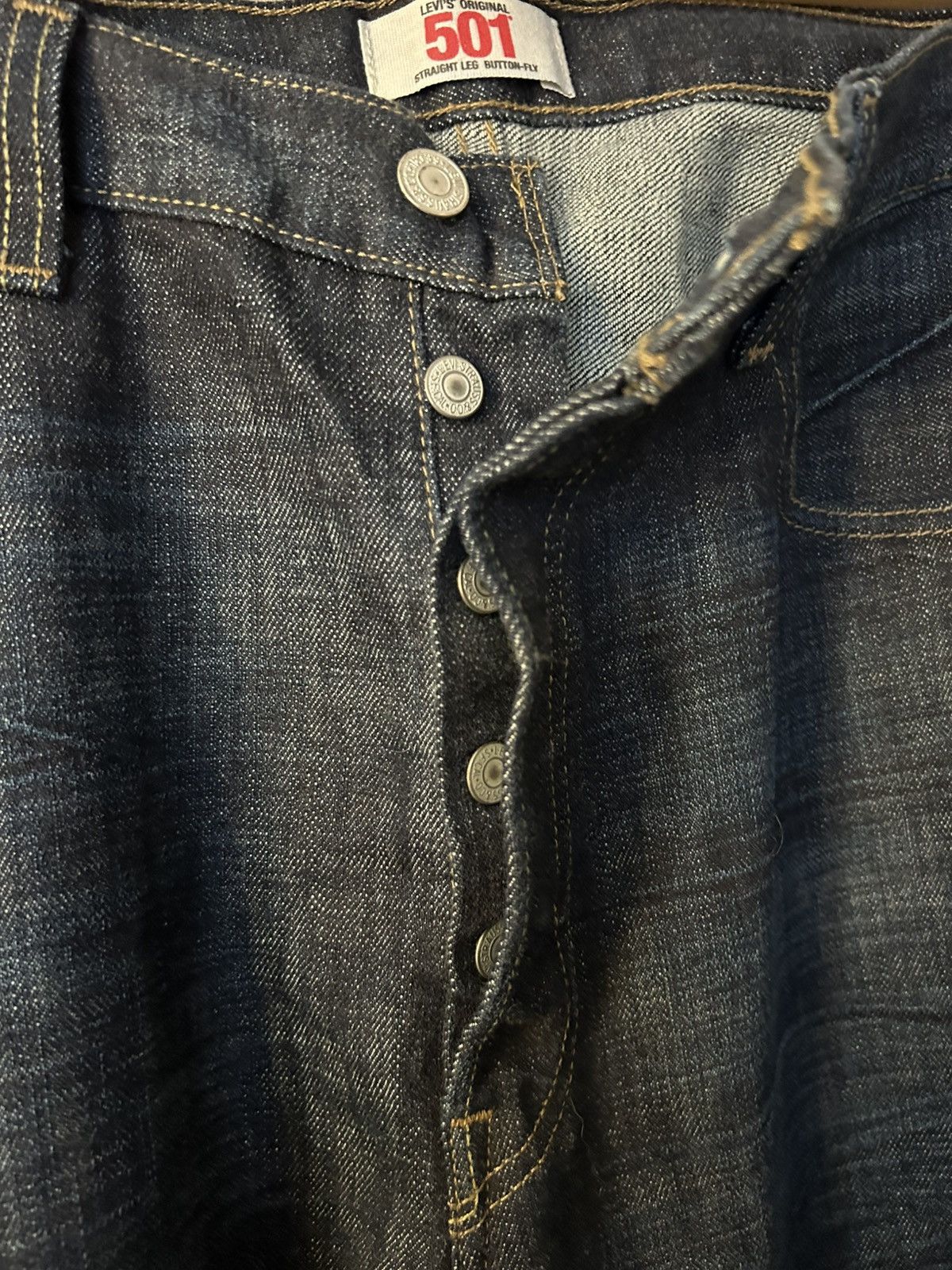 Levi's Jeans: dark wash blue levis straight 501 button fly sz 36x32 Size US 36 / EU 52 - 7 Thumbnail