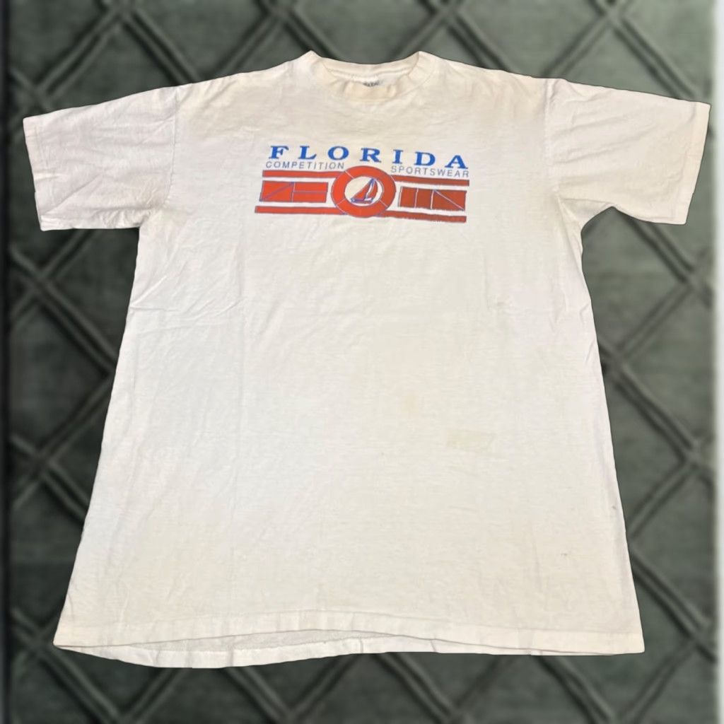 Vintage VINTAGE 90s Oneita Florida T-Shirt XL White Men Shirt Tourists Vacation Sportswear Competition Size US XL / EU 56 / 4 - 1 Thumbnail