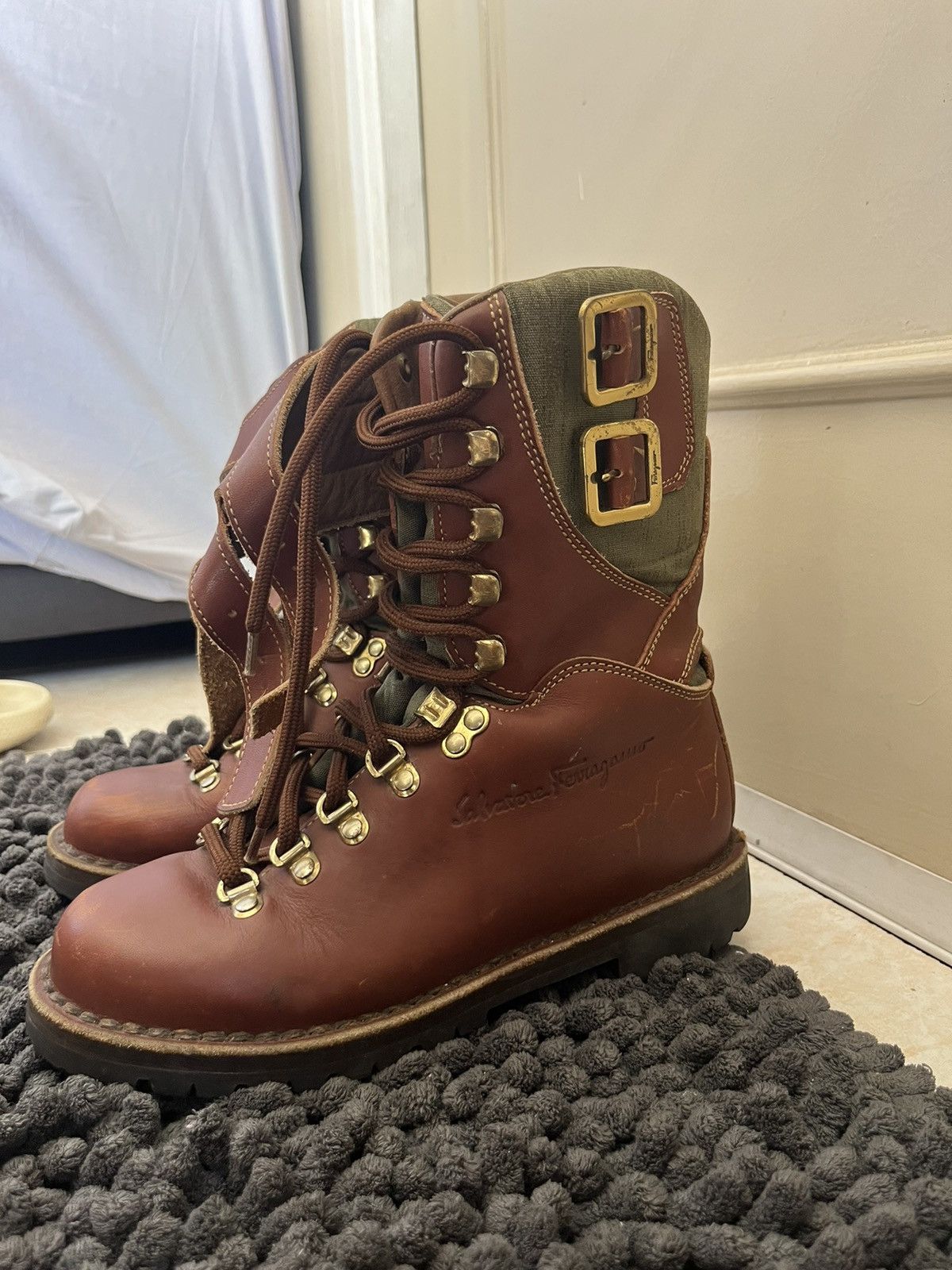 Salvatore Ferragamo Women's SALVATORE FERRAGAMO Brown Leather High Top Boots Size US 7 / IT 37 - 4 Thumbnail