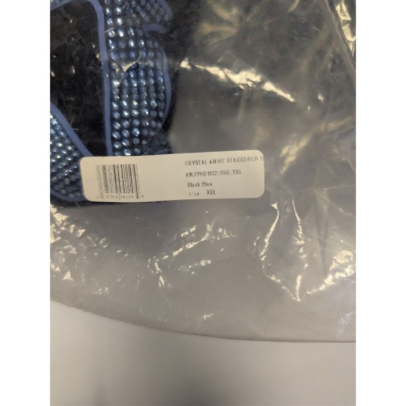 Amiri o1rshd1 Crystal Amiri Staggered Hoodie in Black/Blue XXL Size US XXL / EU 58 / 5 - 18 Thumbnail