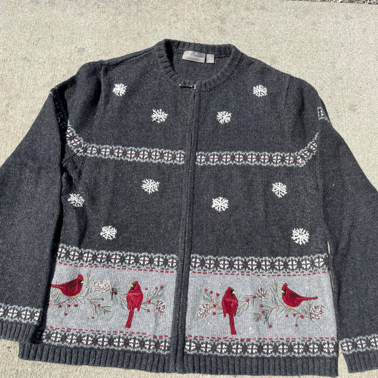 Croft & Barrow Croft & Barrow Christmas Sweater XL Cardinal Birds Zip Up Size US XL / EU 56 / 4 - 1 Thumbnail