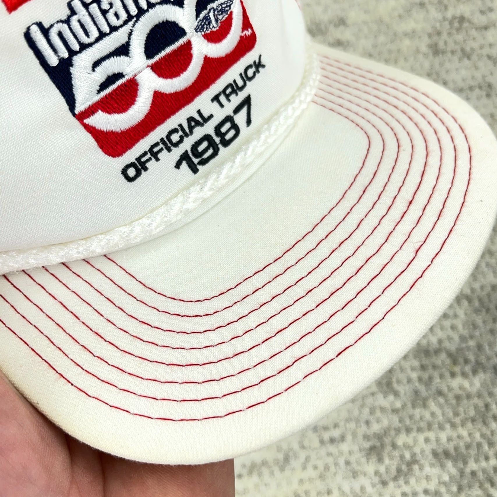 Roper VINTAGE Indy 500 Trucker Hat Snapback Made In USA 80s Dodge Rope Racing 1987 Size ONE SIZE - 4 Thumbnail