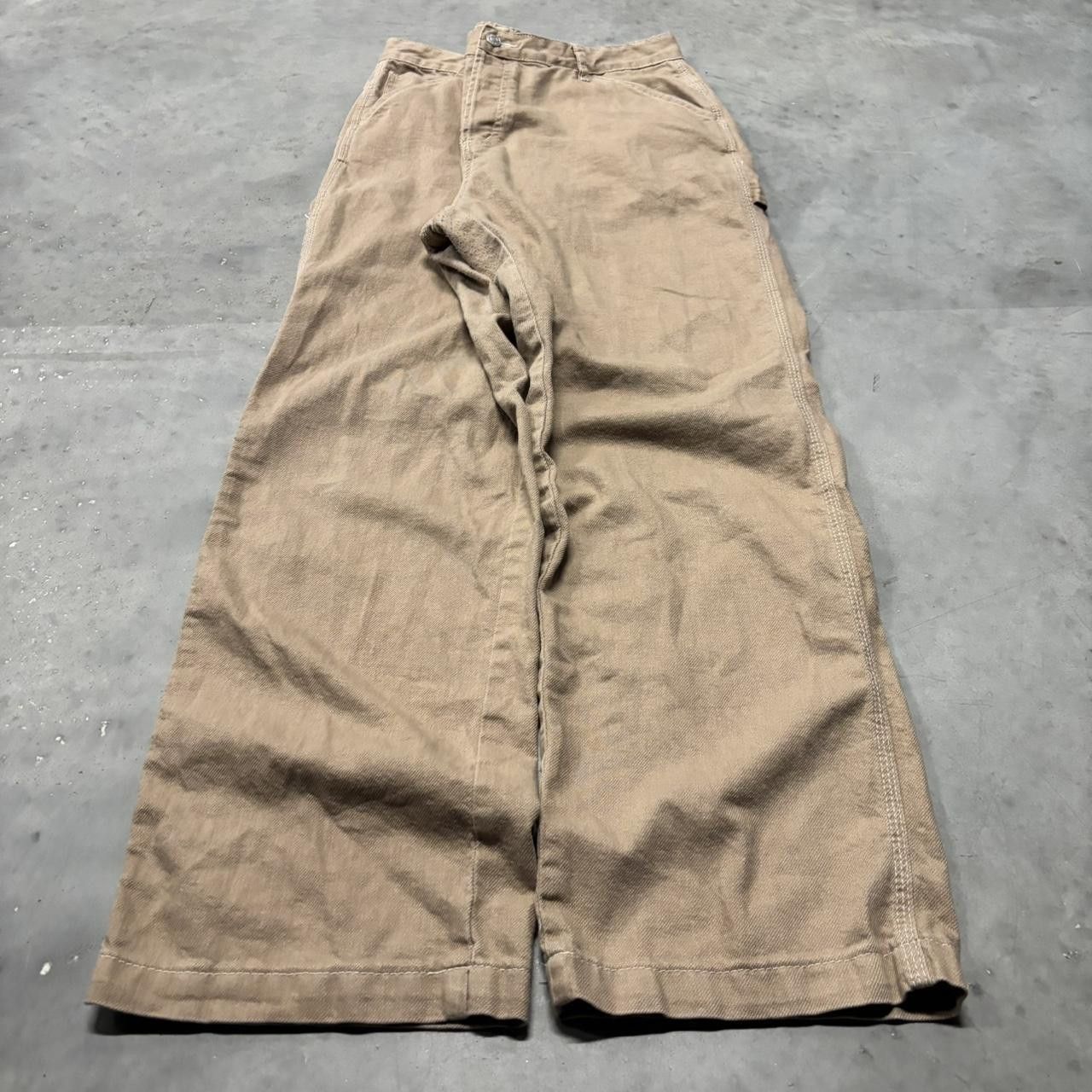 Japanese Brand × Vintage Crazy Vintage Y2K/2000s Baggy Light Brown Streetwear Skater Carpenter Pants! Size US 34 / EU 50 - 3 Thumbnail