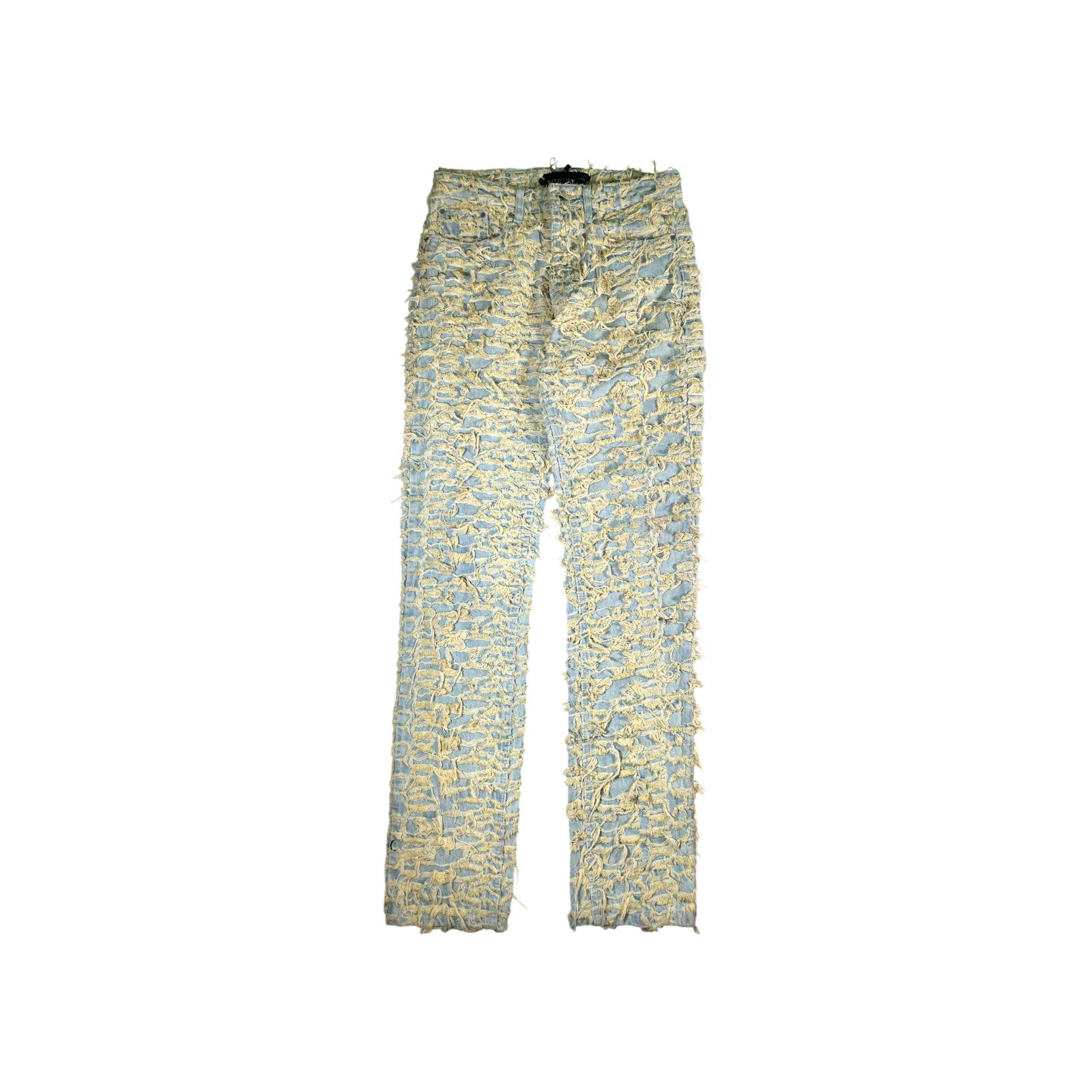 Who Decides War WDW Husk Distressed Denim Light Wash & Gold Jeans Size US 30 / EU 46 - 1 Thumbnail