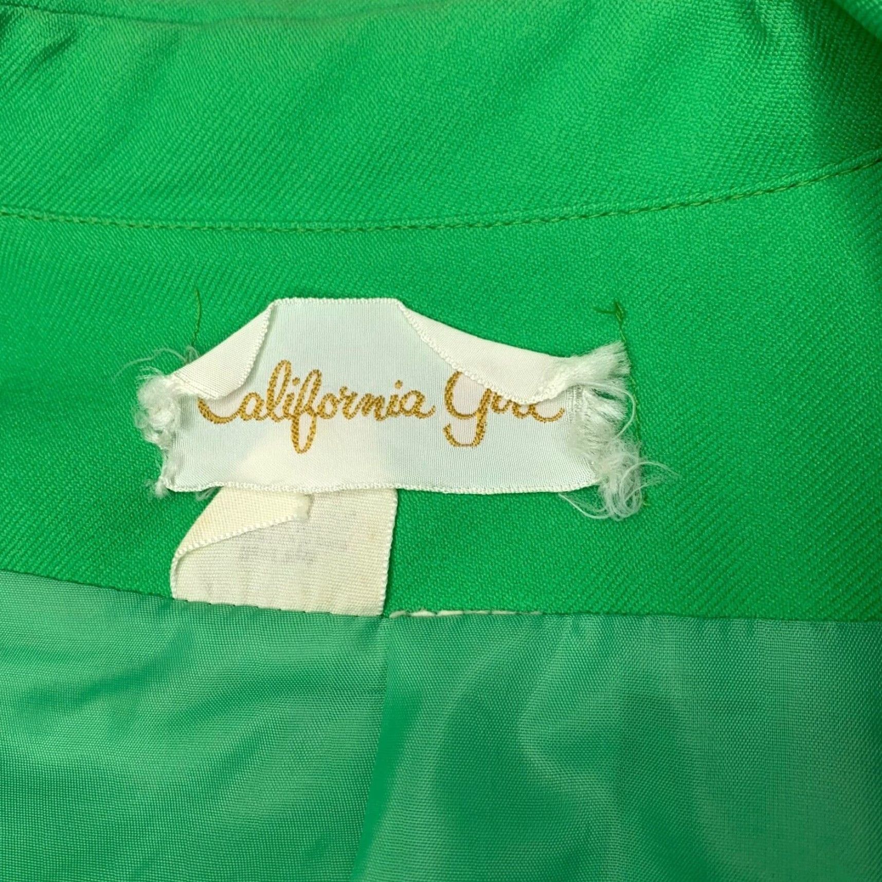 Vintage VINTAGE California Girl Dress and Jacket Set 1960s Green Yellow Mod Stripe Size 12 Womens Size XL / US 12-14 / IT 48-50 - 4 Thumbnail