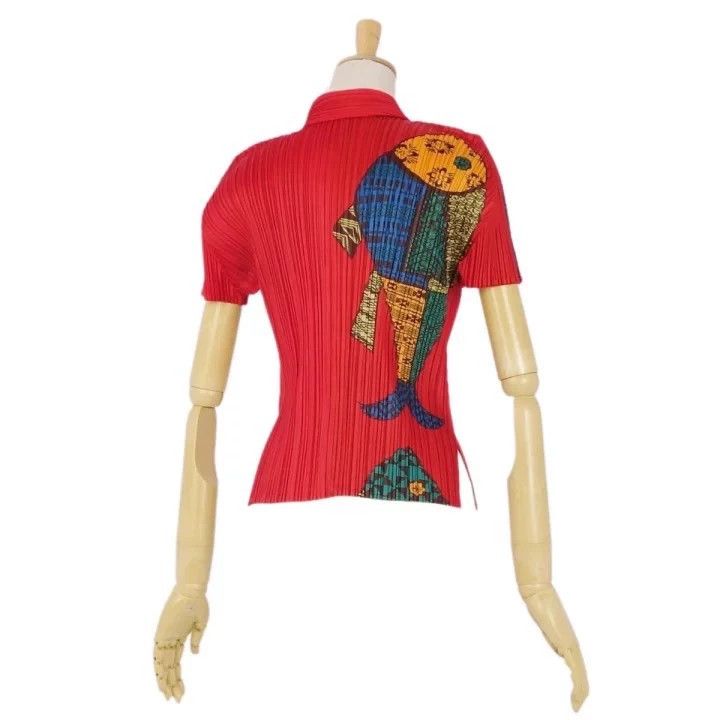 Issey Miyake issey miyake size:3 Red pleated short sleeves Size XXS / US 00 / IT 34 - 4 Thumbnail