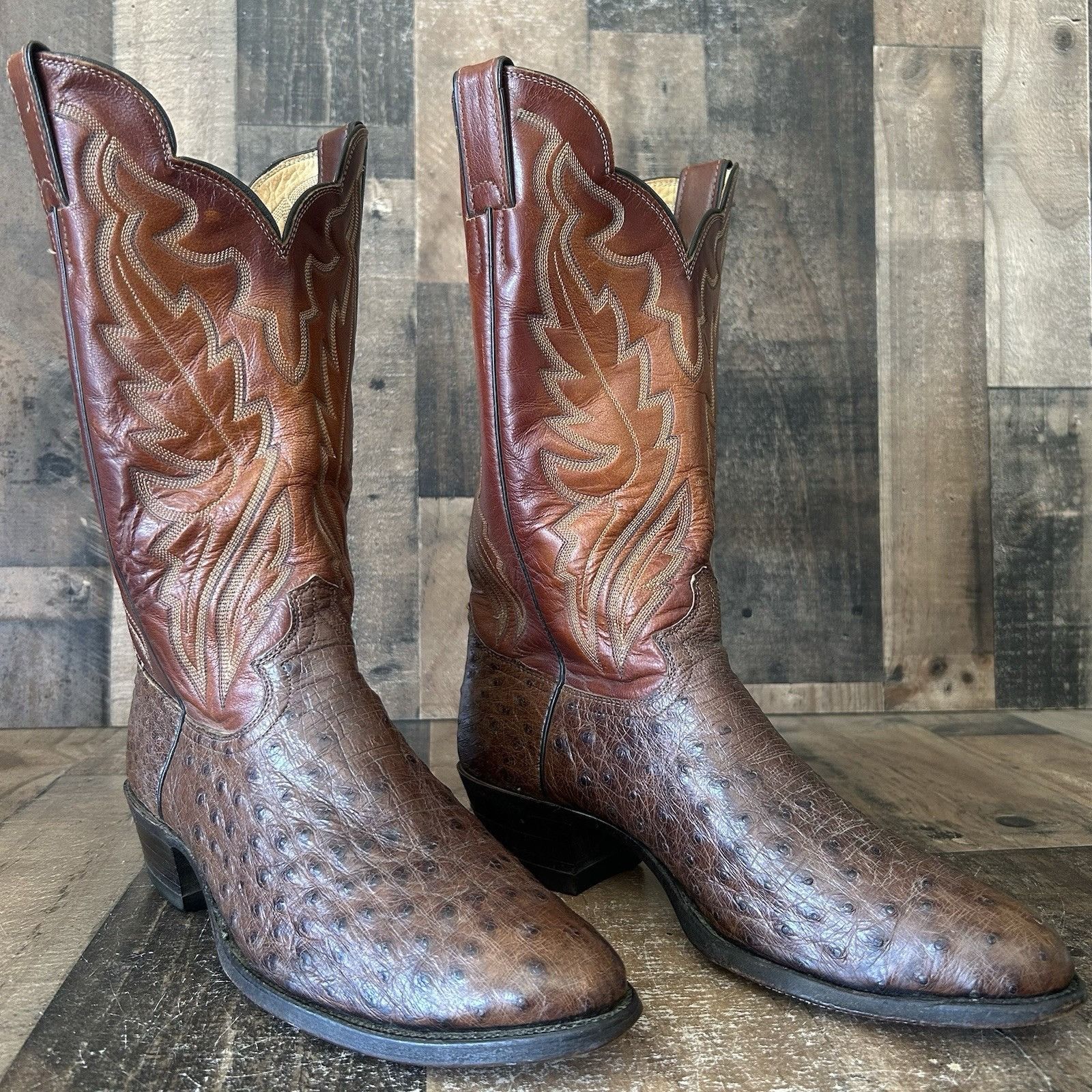 Justin Boots Justin Vintage Y5333 Ostrich Cowboy Boots Mens 9.5 E Size US 9.5 / EU 42-43 - 2 Thumbnail