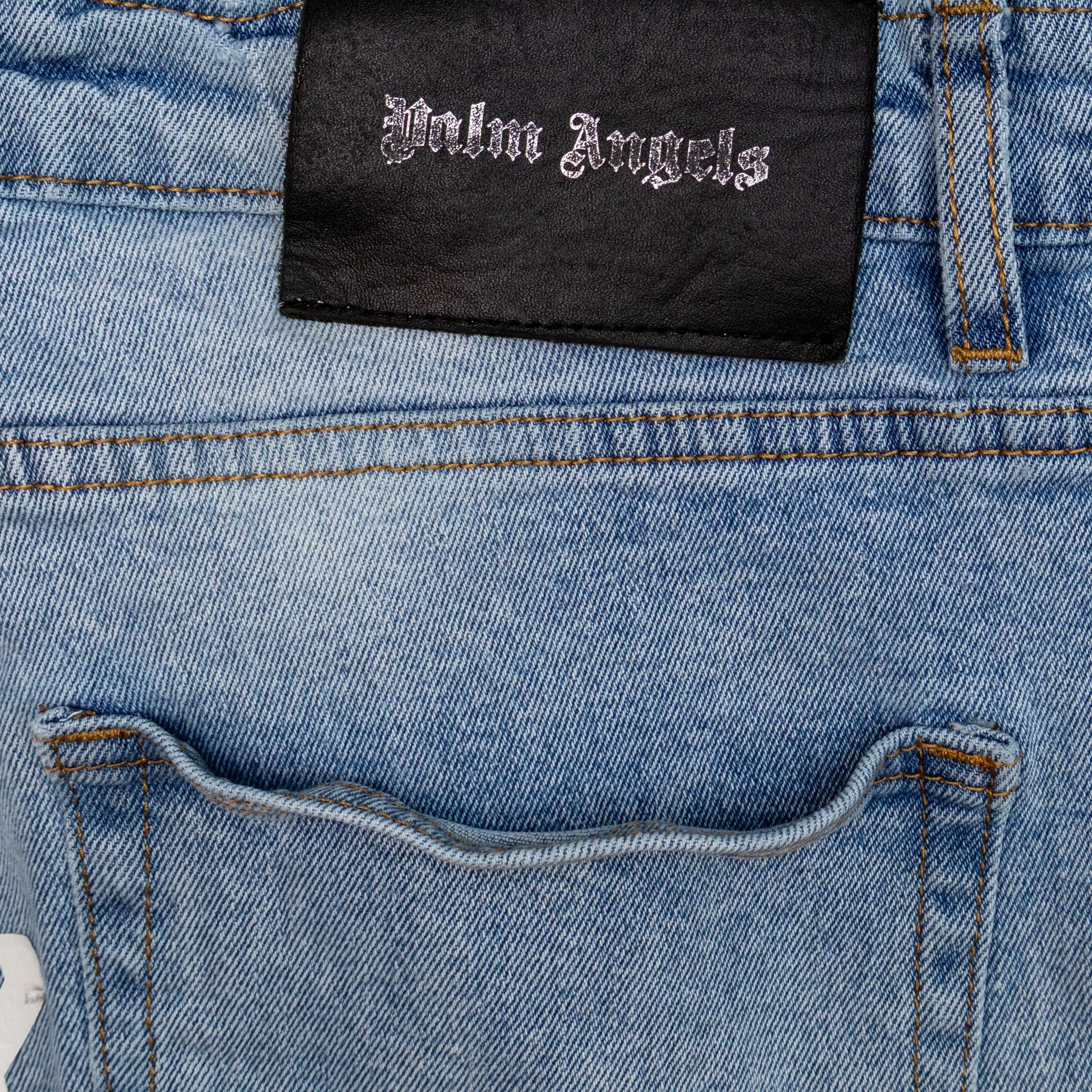 Palm Angels Palm Angels Light Wash Jeans – Gothic Logo Back – Size 38 Size US 38 / EU 54 - 10 Thumbnail