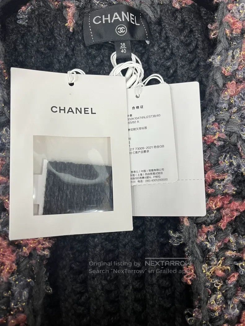 Chanel Chanel 22A colour-blocked tweed knitted cardigan coat Size XS / US 0-2 / IT 36-38 - 4 Thumbnail