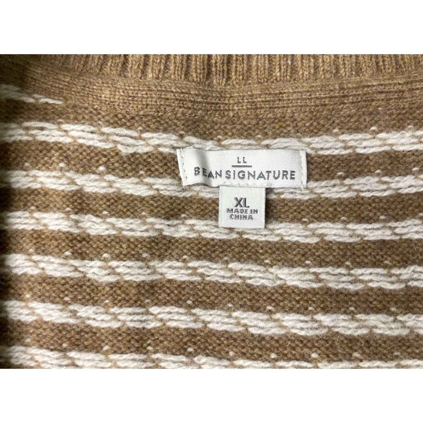 Vintage VINTAGE L.L. Bean Signature Cardigan Sweater Women XL Wool Blend Belted Pockets Shawl Collar Brown Beige White Winter Autumn Fall Size XL / US 12-14 / IT 48-50 - 2 Thumbnail