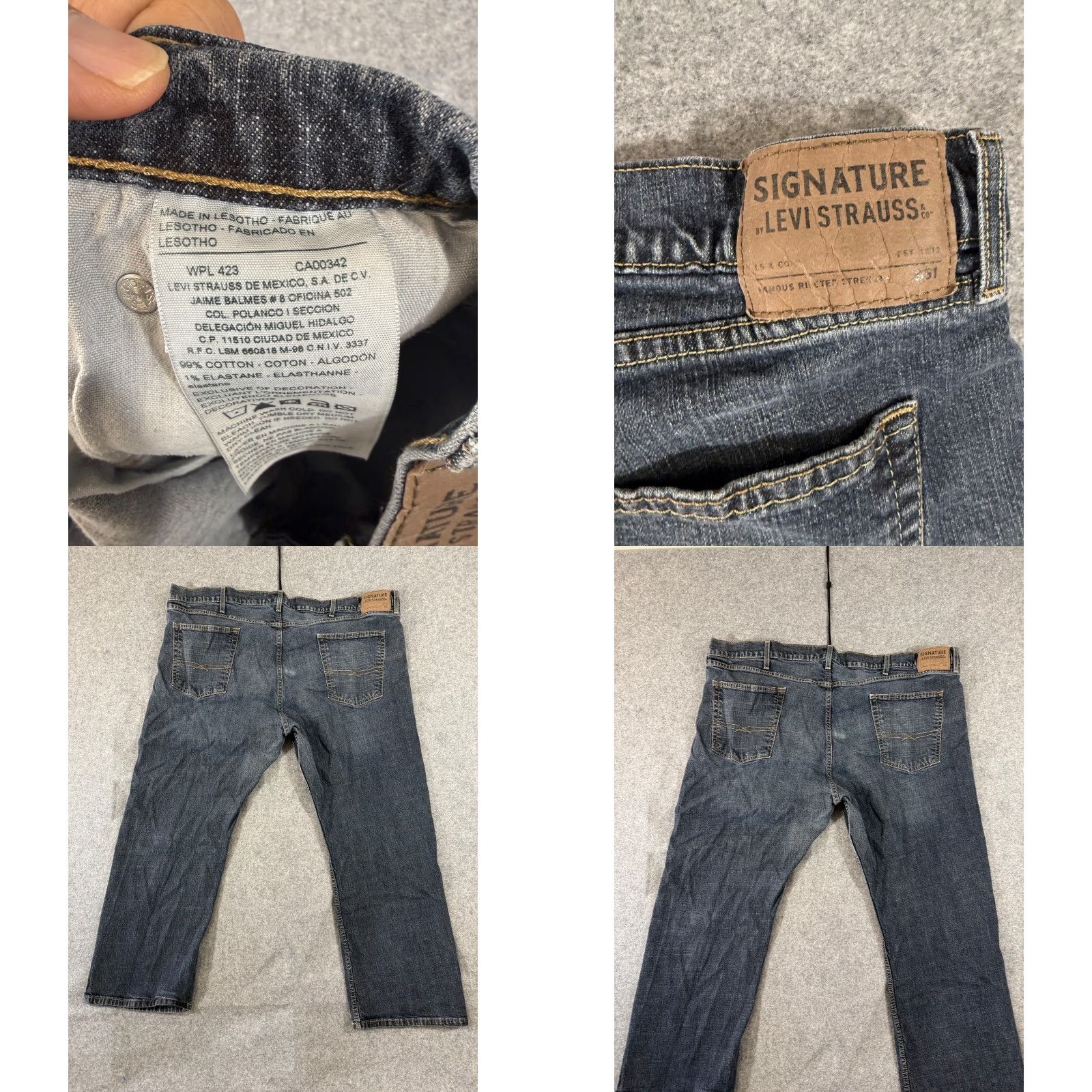 Levi's Levi's Signature S51 Jeans Mens 50x30 Blue Denim Straight Leg Stretch Dark Wash Jeans Mens Color Blue 5-Pocket City Career Outdoor Size US 34 / EU 50 - 8 Thumbnail