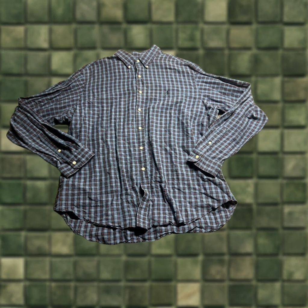 Polo Ralph Lauren Polo Ralph Lauren Shirt Mens 2XL Linen Cotton Blend Button-Down Plaid Blue Size US XXL / EU 58 / 5 - 1 Thumbnail