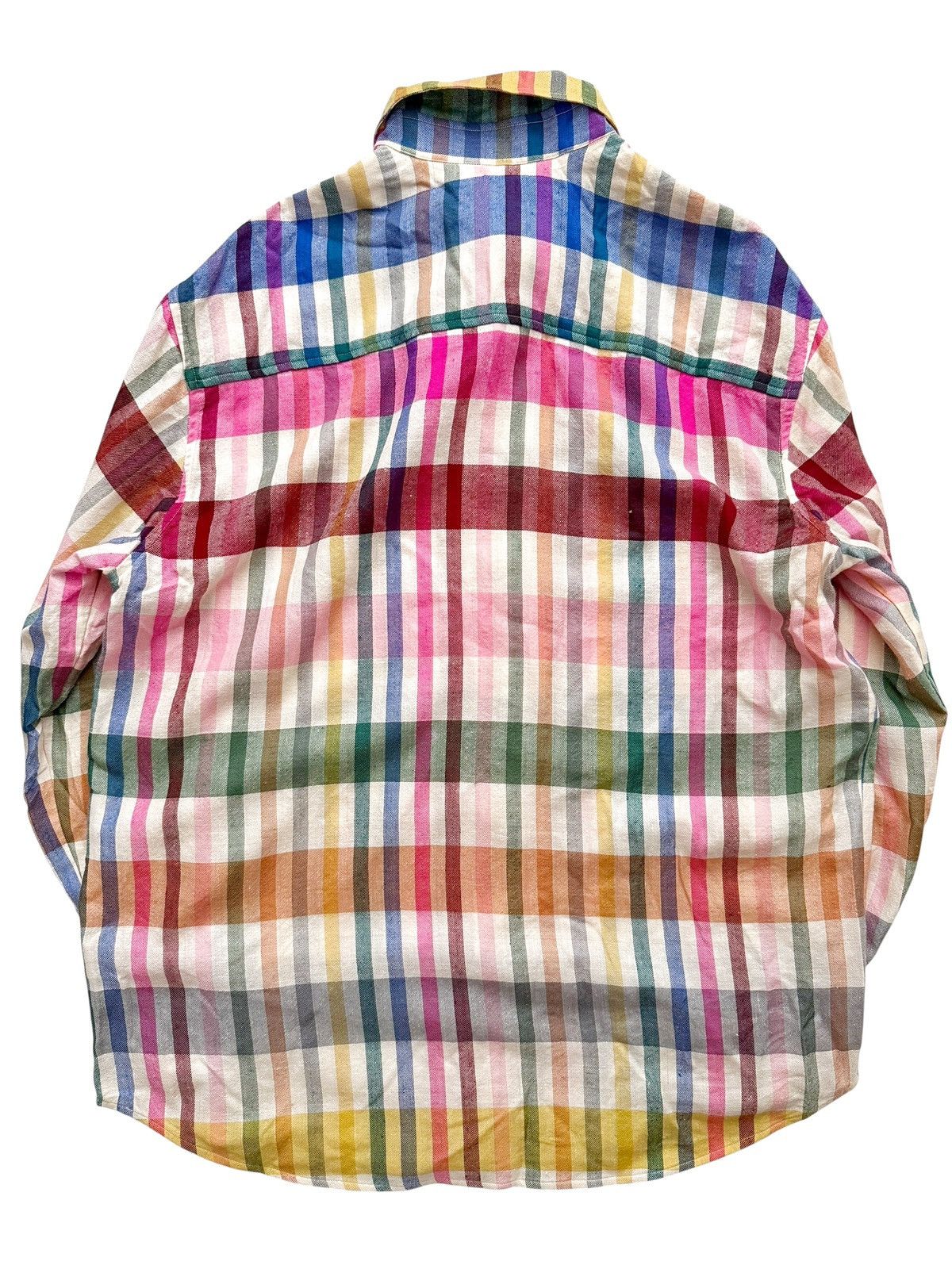 The Elder Statesman Pashmina Cashmere Madras Rainbow Shirt Size US L / EU 52-54 / 3 - 2 Thumbnail