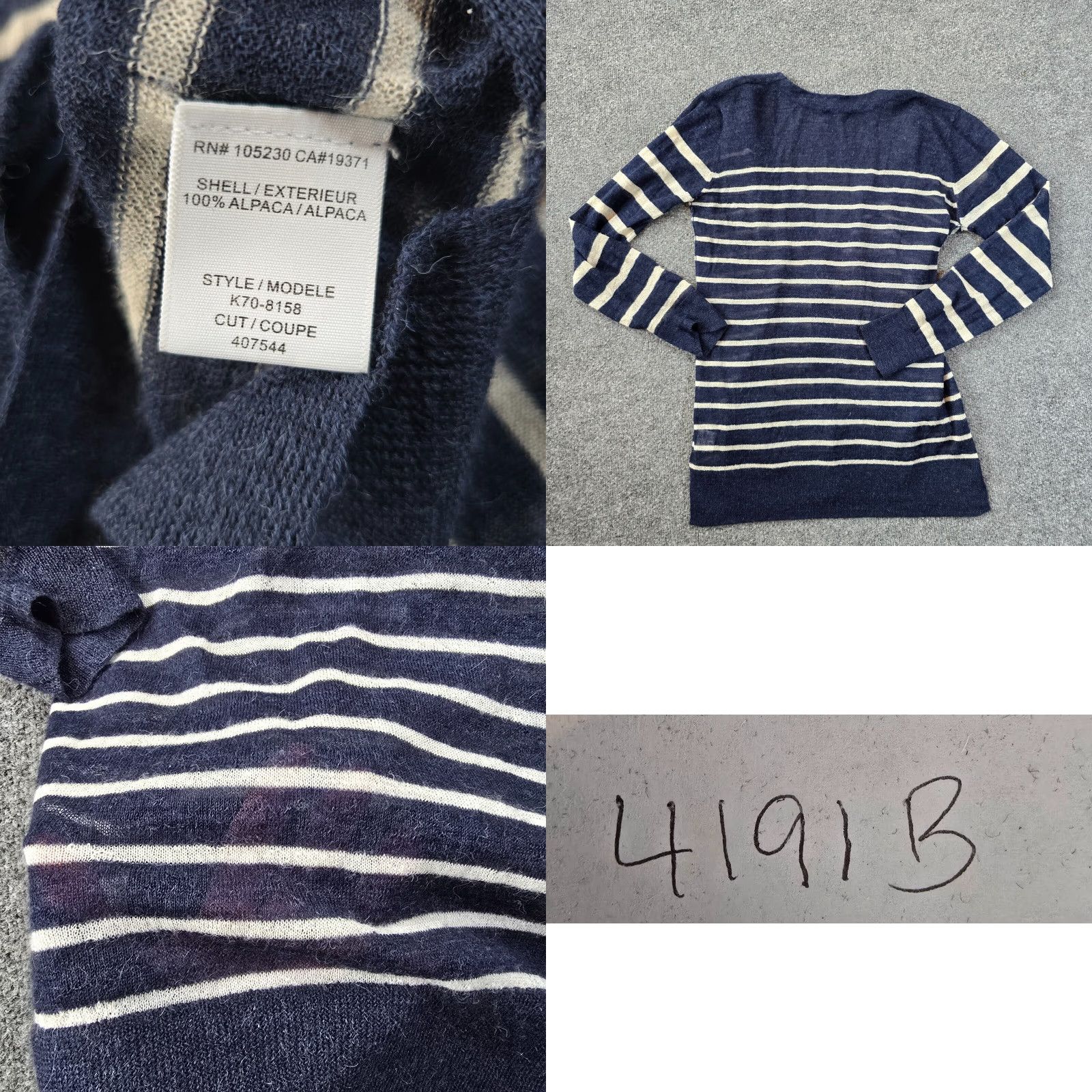 Joie Joie Sweater Womens Large Blue Alpaca Striped Pockets Lightweight Cardigan Knit V-Neck Regular Sleeve Long Fall Spring Winter Jeans? Size L / US 10 / IT 46 - 8 Thumbnail