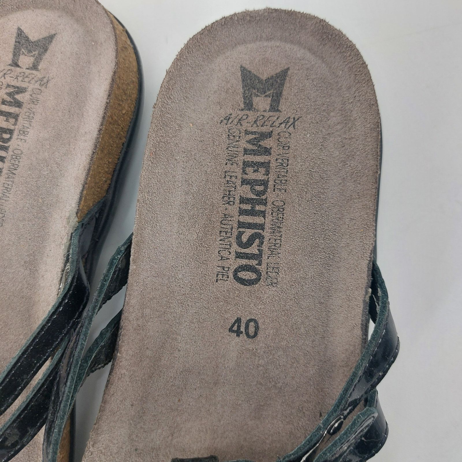 Mephisto Mephisto Womens Black Patent Leather Thong Sandals 10 EUR 40 Size US 10 / IT 40 - 4 Thumbnail