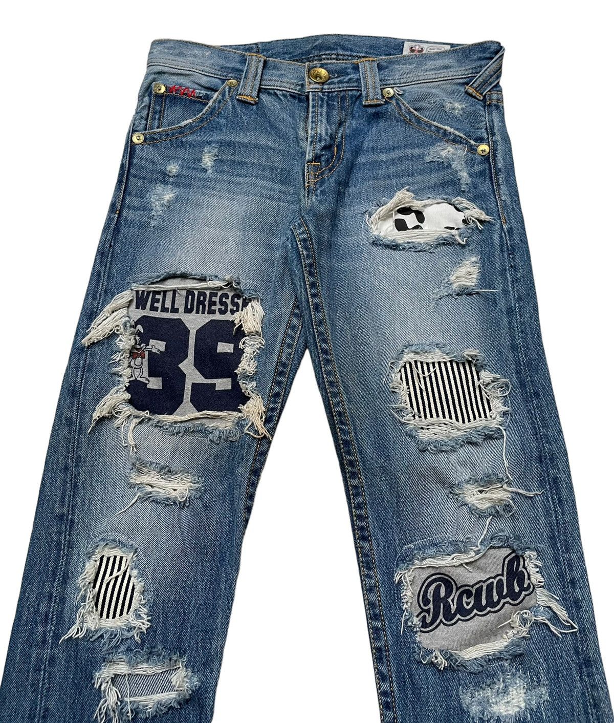 Japanese Brand × Vintage Vintage Japanese Brand Rodeo Crowns Patchwork Jeans 1990s Size US 30 / EU 46 - 3 Thumbnail