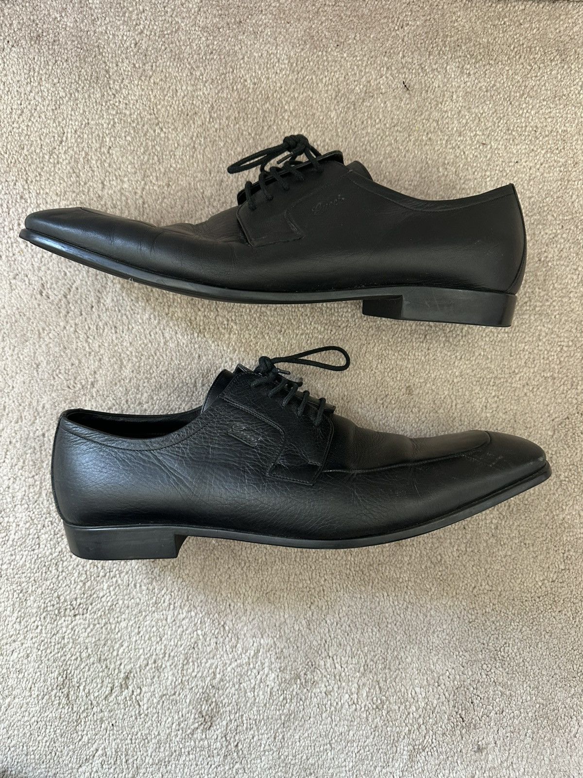 Gucci Gucci Black Leather Square Toe Lace Up Shoes Made in Italy Size US 10 / EU 43 - 4 Thumbnail