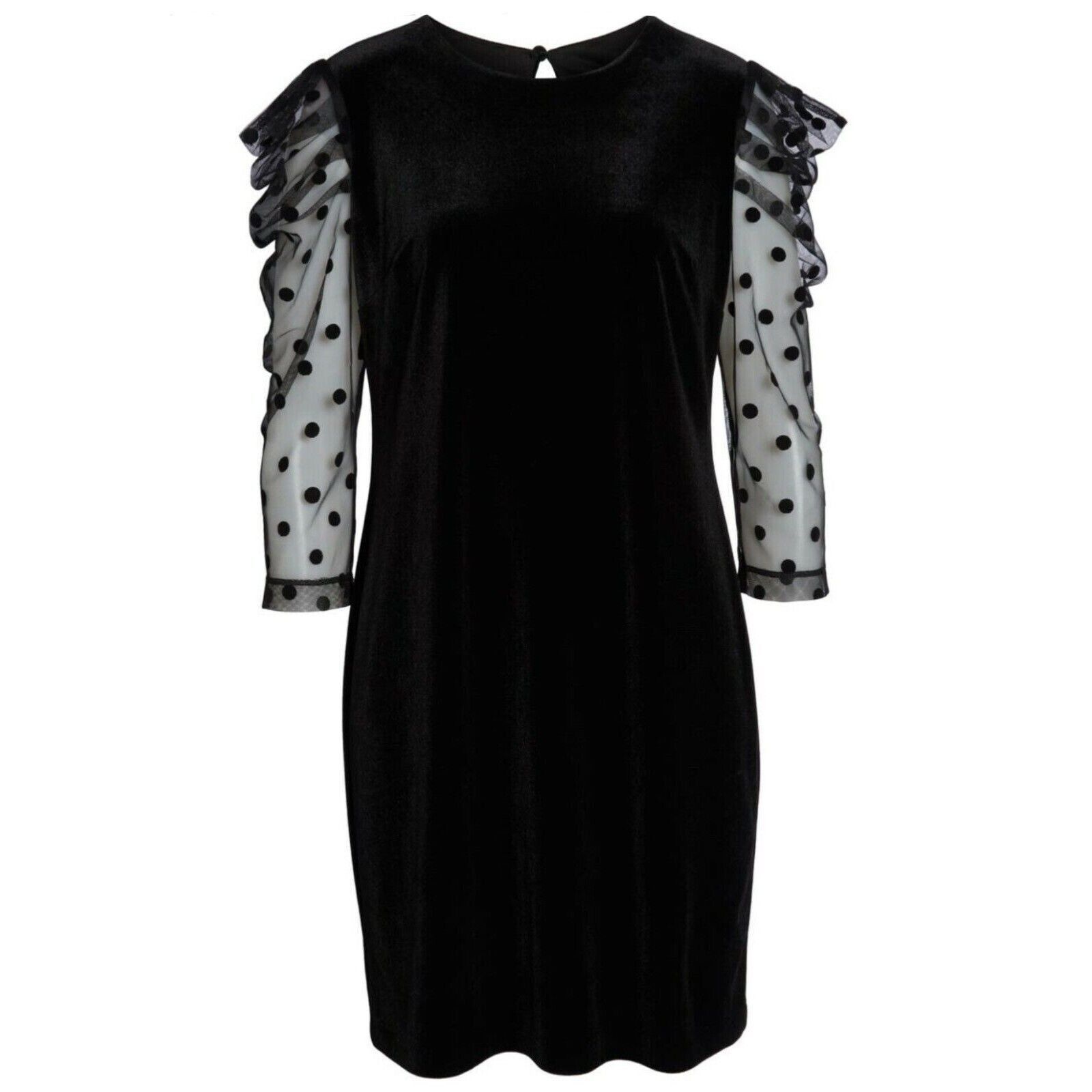 The Unbranded Brand Julia Jordan Black Velvet Swiss Dot Cocktail Dress Size US 6 Size M / US 6-8 / IT 42-44 - 4 Thumbnail