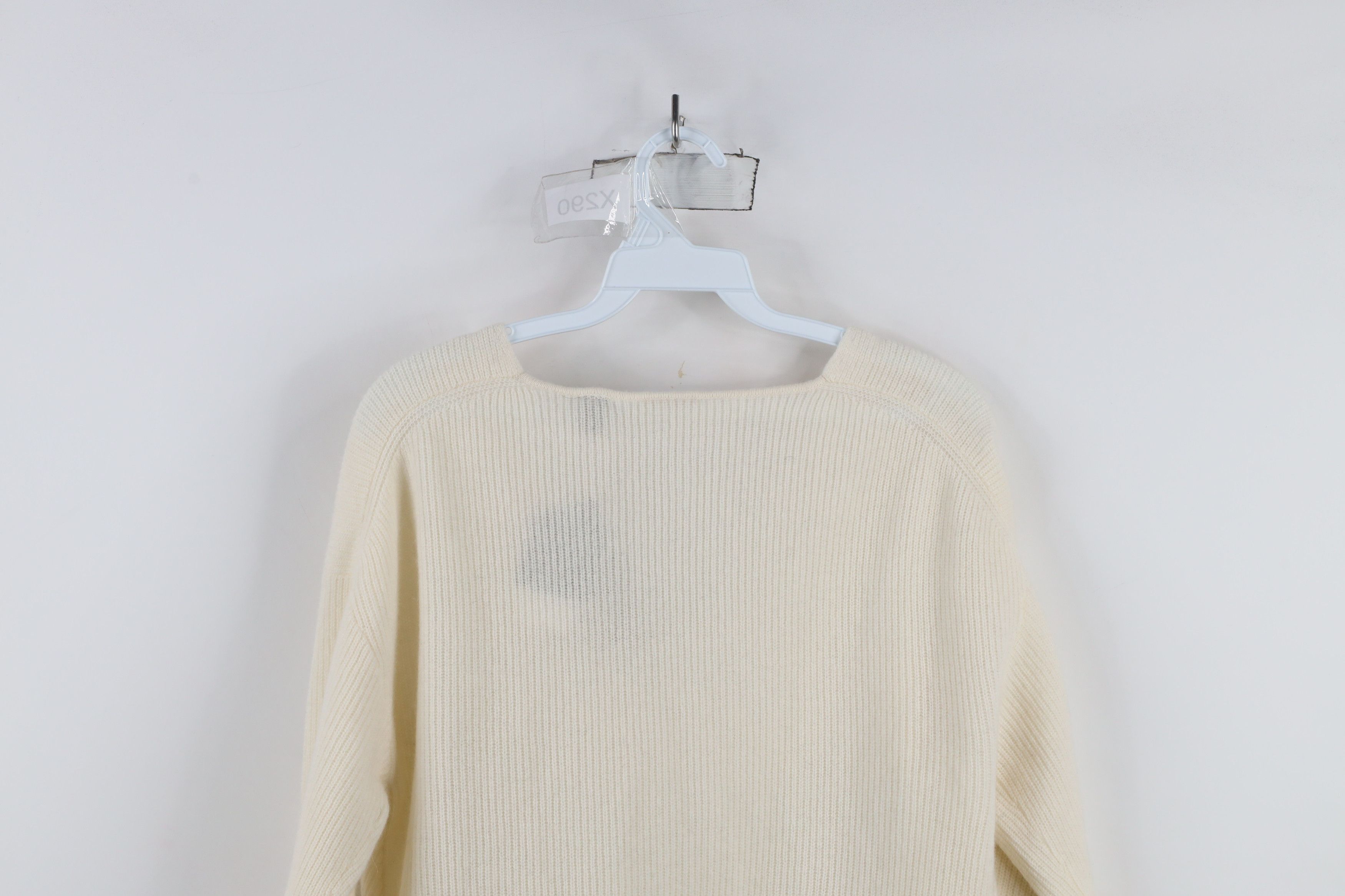 Magaschoni × Vintage New Magaschoni Cashmere Ribbed Knit V-Neck Sweater Cream Size S / US 4 / IT 40 - 9 Thumbnail