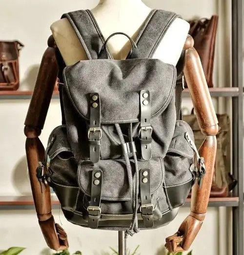 Handmade × Japanese Brand Bag Vintage Outdoor Travel Canvas Leather Backpack Size ONE SIZE - 1 Thumbnail