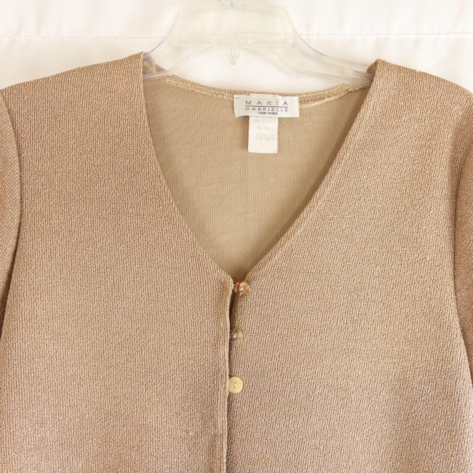 Other Maria Gabrielle Vintage Gold Cardigan Top Womens Medium Size M / US 6-8 / IT 42-44 - 3 Thumbnail