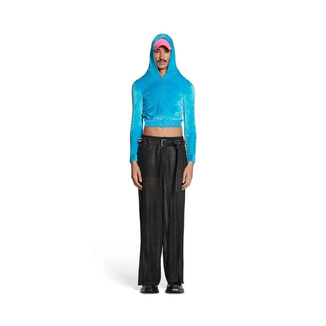 Balenciaga o1s1wg110825 BB Paris Strass Zip-Up Hoodie Fitted in Blue Size US M / EU 48-50 / 2 - 1 Thumbnail
