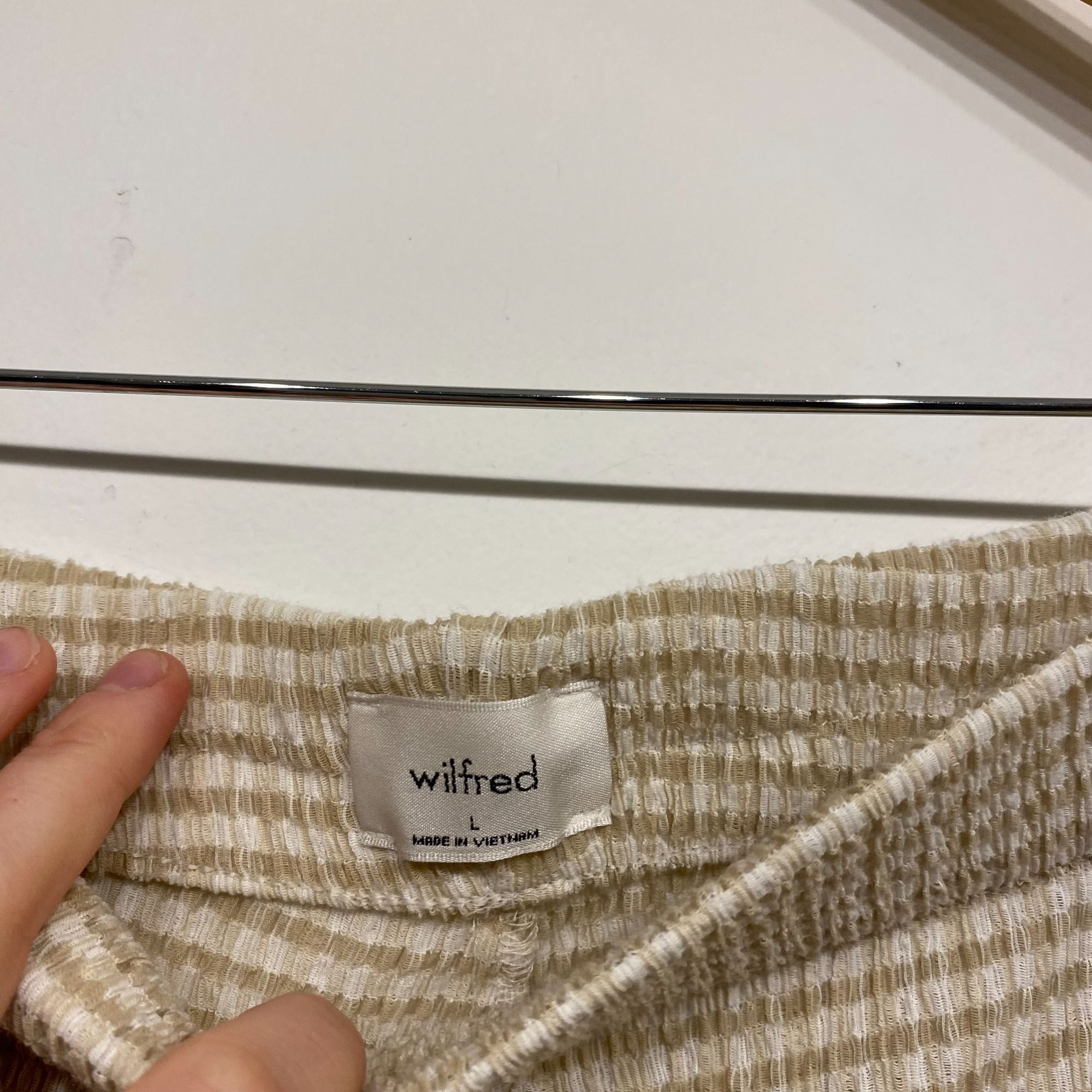 Aritzia Aritzia Wilfred Verona Seersucker Cream Checkered Wide Leg P Size 31" - 5 Thumbnail