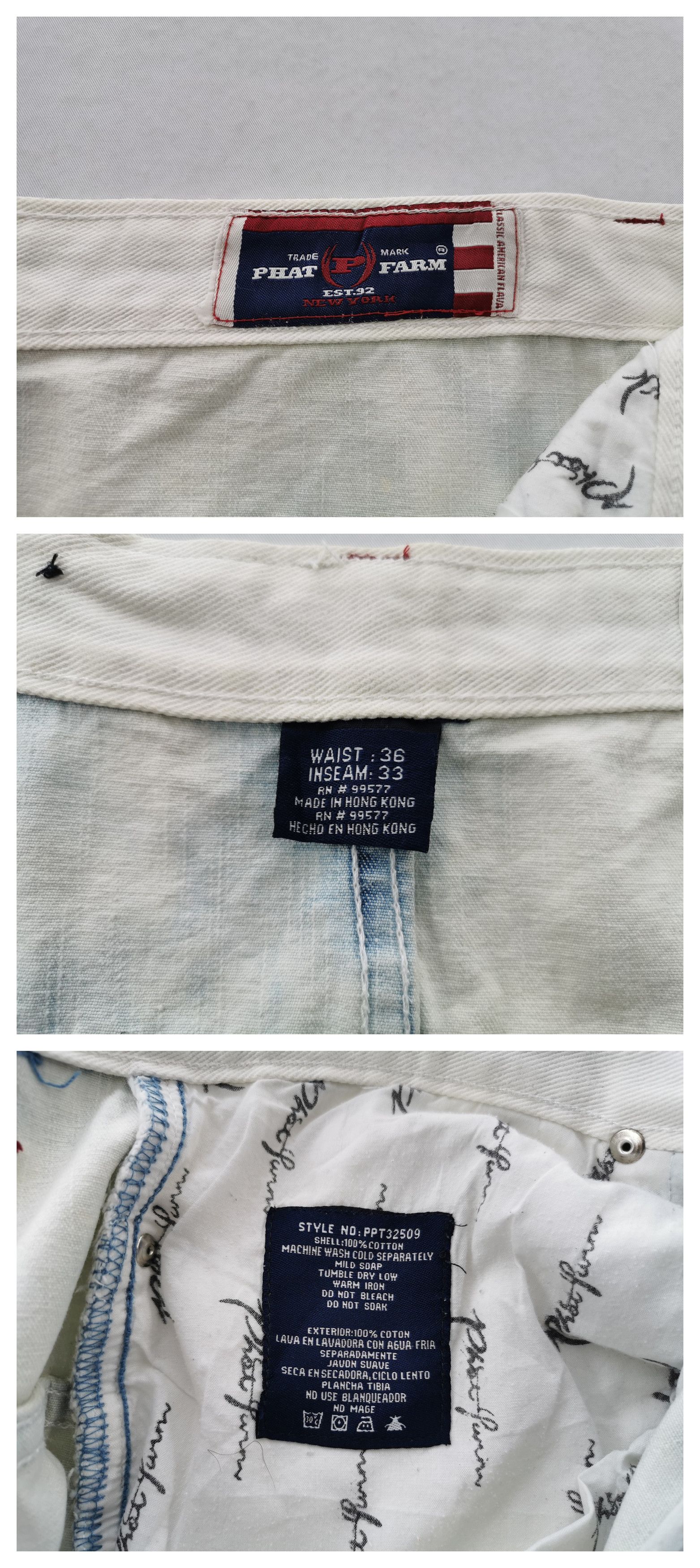 Phat Farm Vintage 90s Phat Farm Acid Wash Denim Jeans Size 36/36x33 Size US 36 / EU 52 - 9 Thumbnail