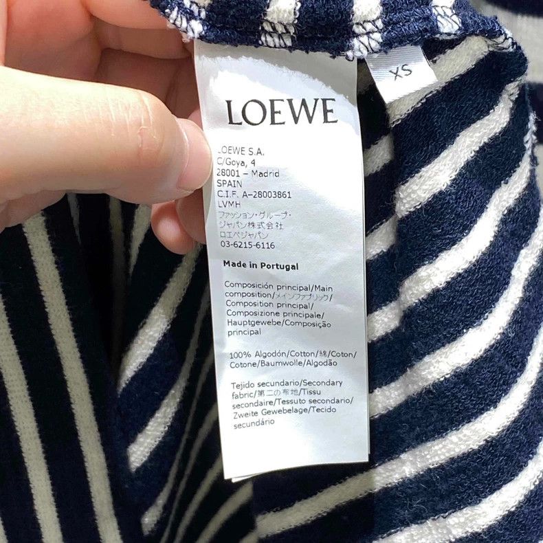 Loewe LOEWE Blue and white striped logo embroidered polo shirt Size XS / US 0-2 / IT 36-38 - 4 Thumbnail
