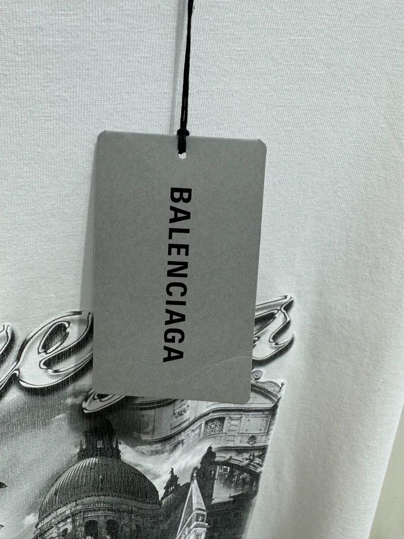 Balenciaga Balenciaga White Venice Chest Castle Printed Logo Short Sl Size US L / EU 52-54 / 3 - 5 Thumbnail