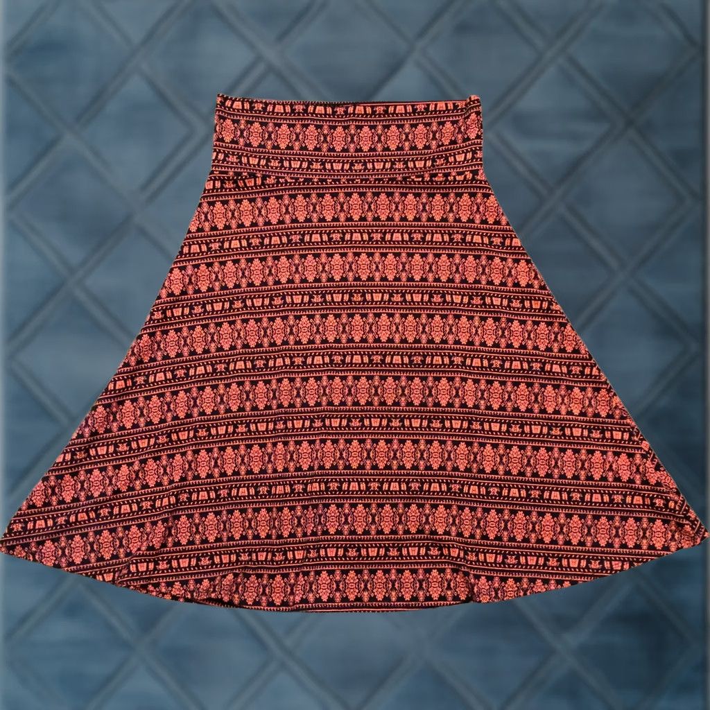 Vintage LuLaRoe Skirt Geometric Knee Length A-Line Pink ML Medium Unlined Pull On Women Regular Vintage: No Size 32" / US 10 / IT 46 - 1 Thumbnail