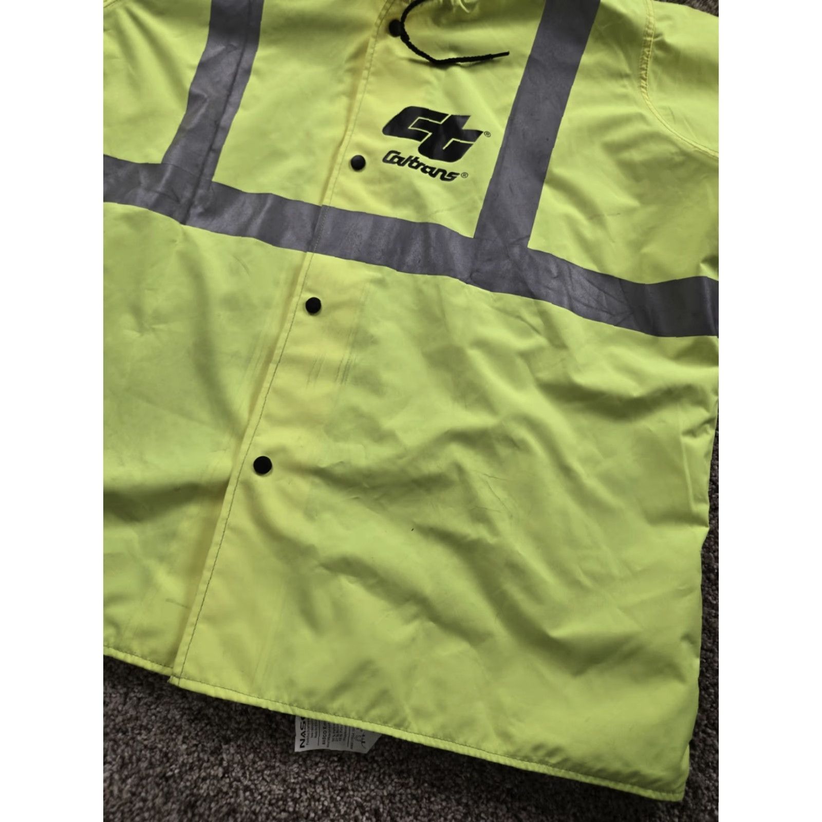 Rains VINTAGE Nasco Caltrans Rain Shell Jacket XL Mens Neon Full Zip Reflective Hi-Vis Yellow Jacket Mens XL Neon Hi-Vis 90s (if applicable) Size US XL / EU 56 / 4 - 6 Thumbnail