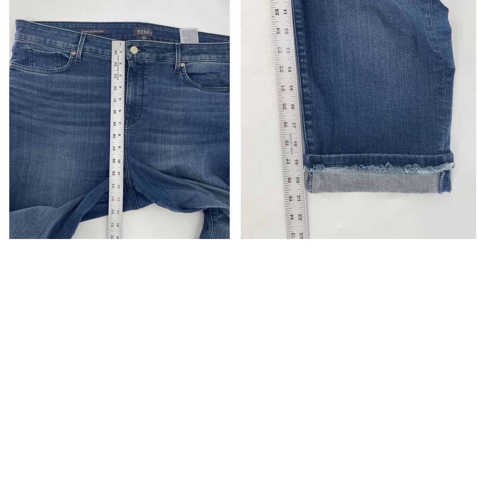 NYDJ NYDJ Marilyn Crop Jeans Women Size 16 Blue Fray Cuff Cropped Everyday Normcore Size 38" / US 16 / IT 52 - 9 Thumbnail