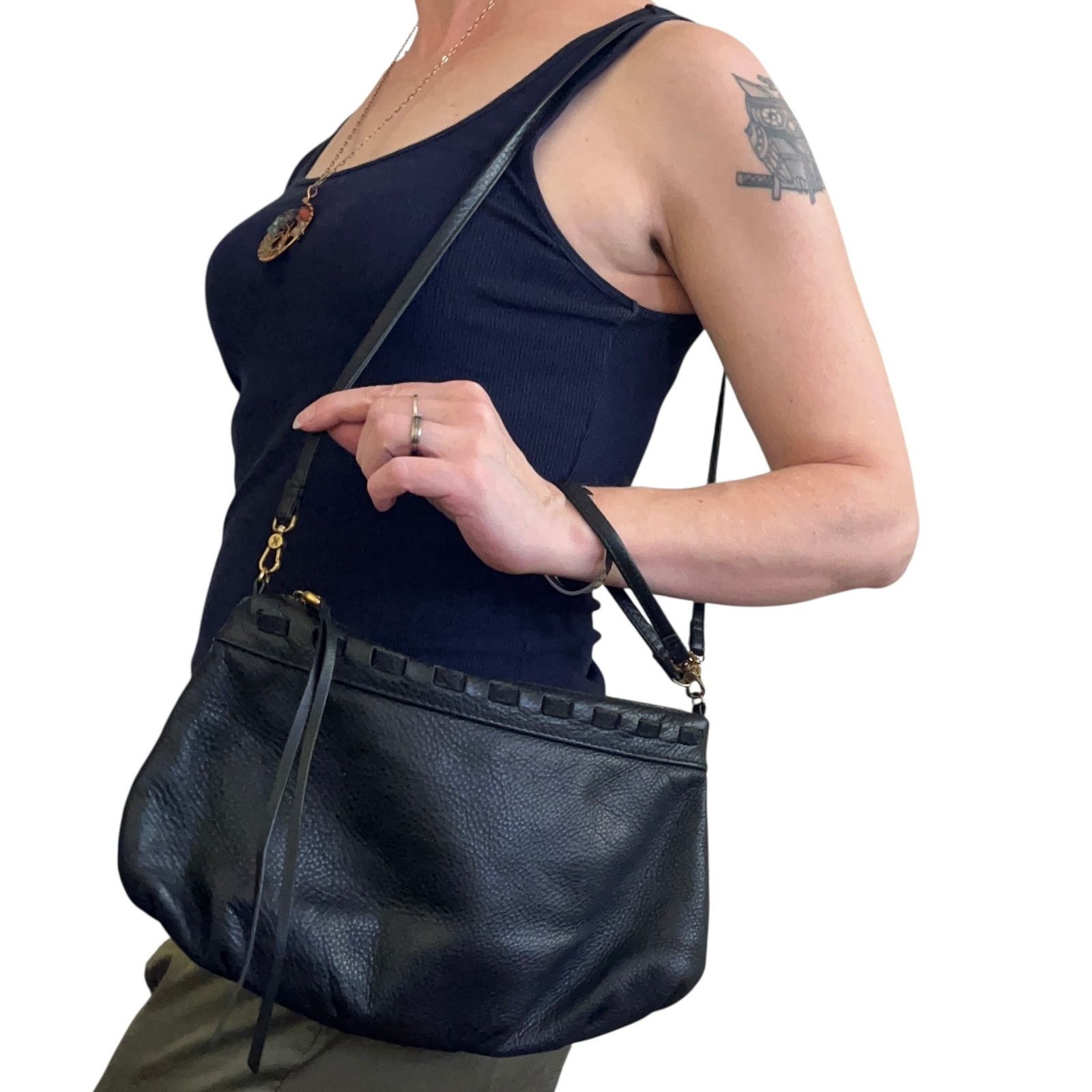 Hobo HOBO Birch Black Velvet Hide Leather Convertible Crossbody Size ONE SIZE - 2 Thumbnail