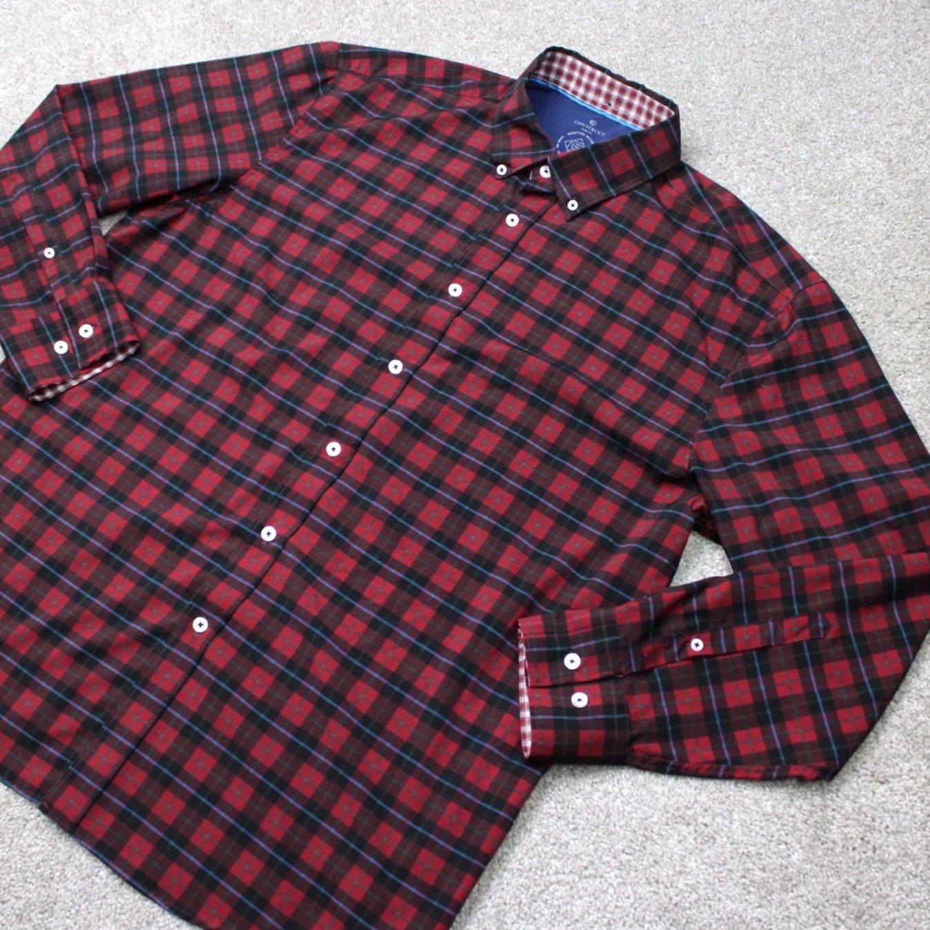 Vintage Construct Shirt XL Red/Black Plaid Slim Fit 4-Way Stretch Button-Up L/S Men’s Vintage No Size US XL / EU 56 / 4 - 3 Thumbnail