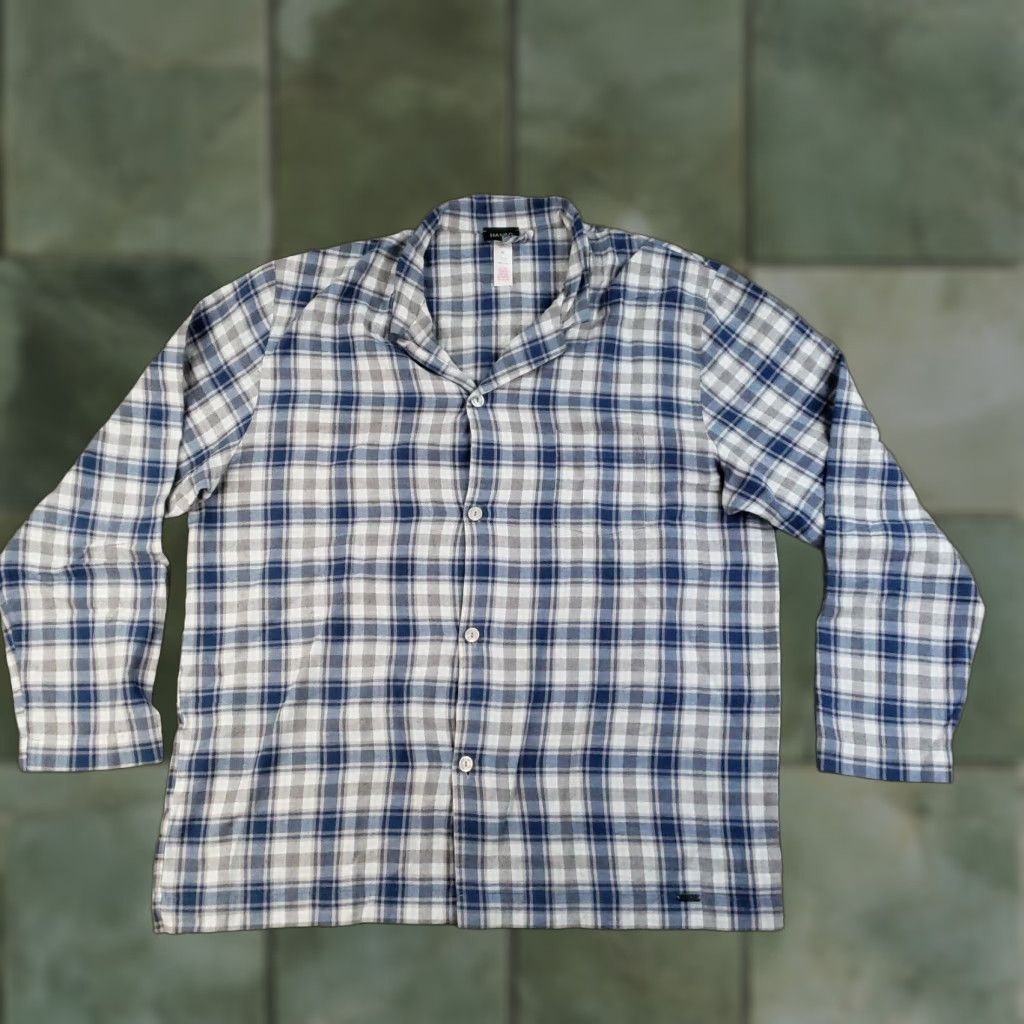 Hanro Hanro Plaid Pajama Shirt Womens XL Long Sleeve Button Up Casual Top Blue Gray Size XL / US 12-14 / IT 48-50 - 1 Thumbnail