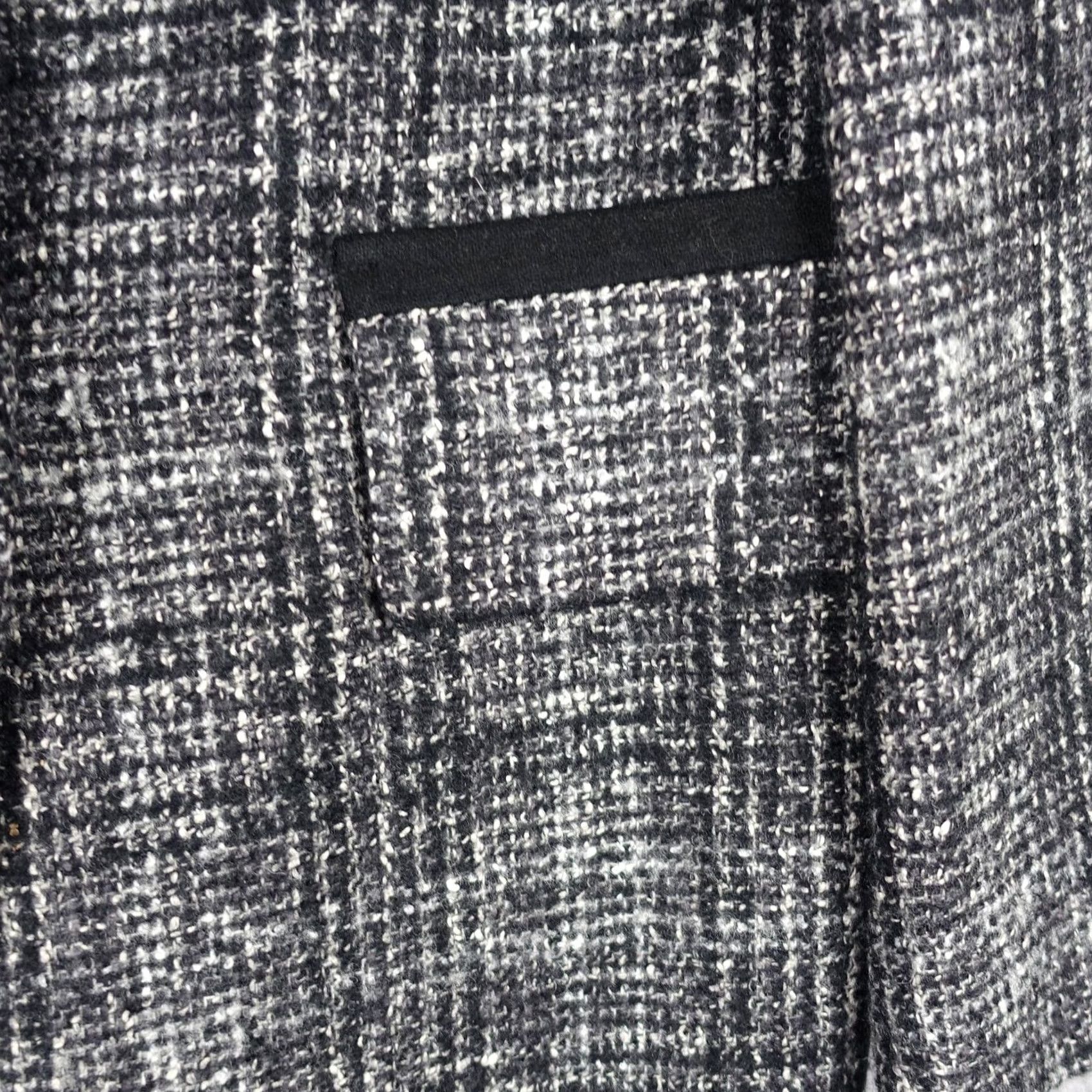 Vintage KL by LYNN Coat Womens Size 2 Black Gray Wool Blend Tweed Plaid Winter Overcoat Size XS / US 0-2 / IT 36-38 - 4 Thumbnail