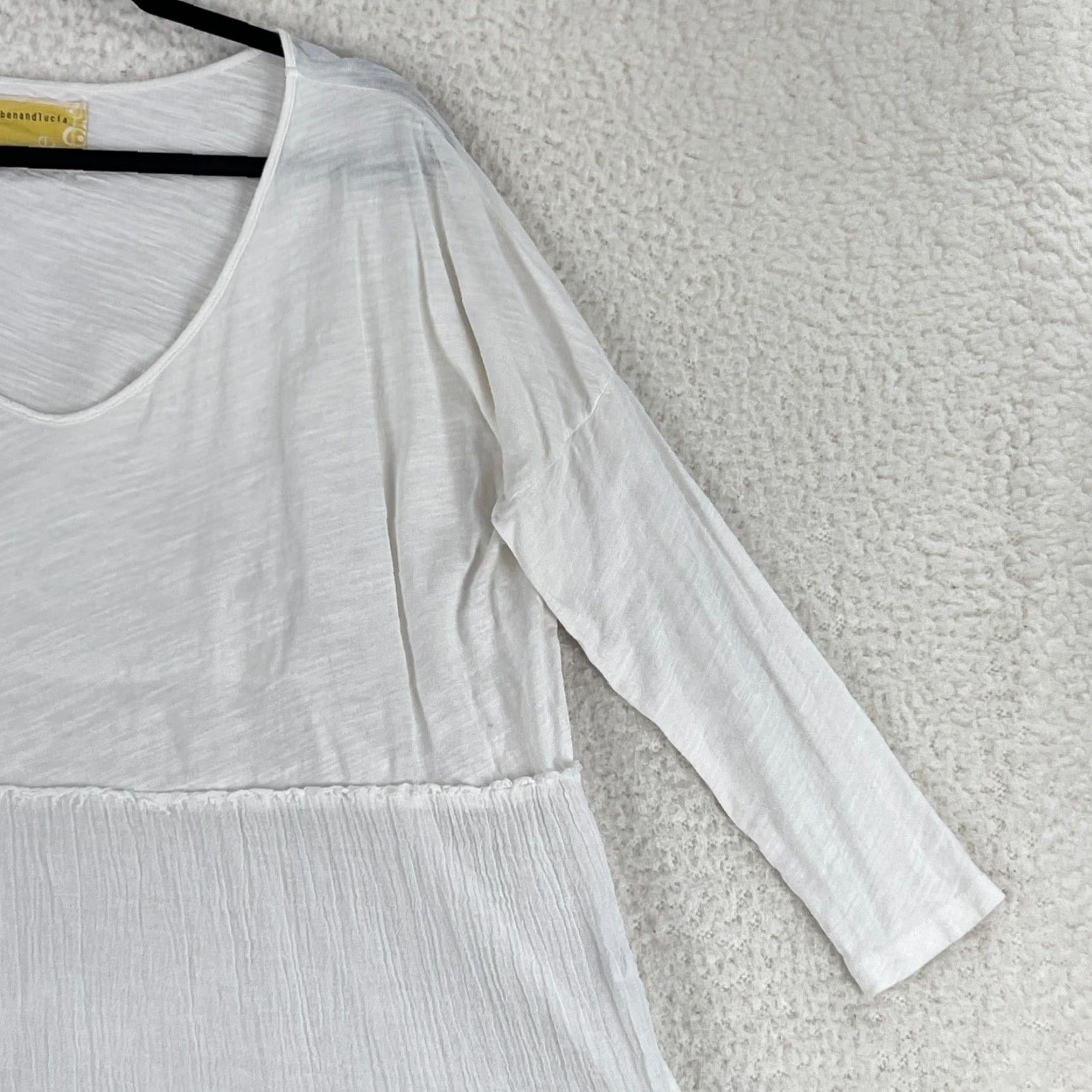 Vintage Ben and Lucia Shirt Womens Medium White 100% Cotton Pullover 3/4 Sleeve USA Made Size M / US 6-8 / IT 42-44 - 3 Thumbnail