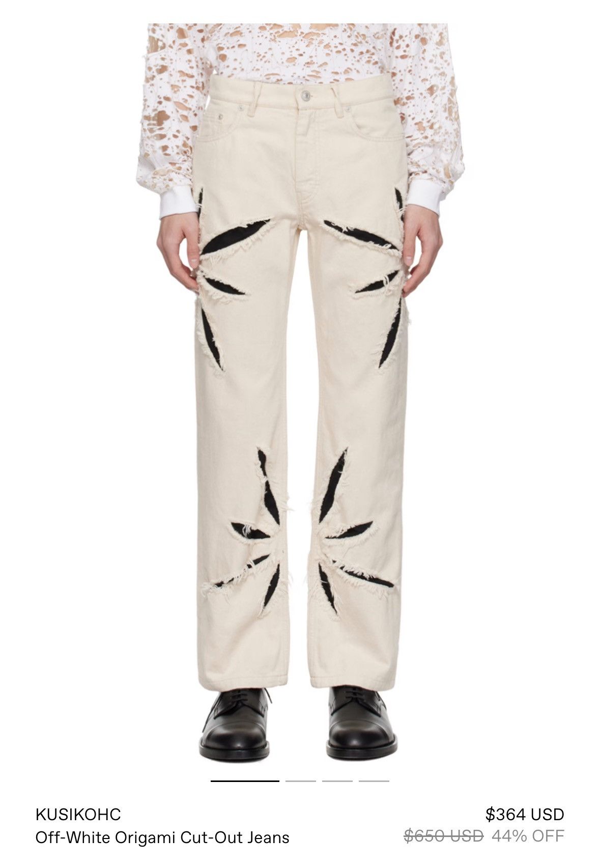 Kusikohc Kusikohc Off-White Origami Cut-Out Jeans Size US 34 / EU 50 - 1 Thumbnail