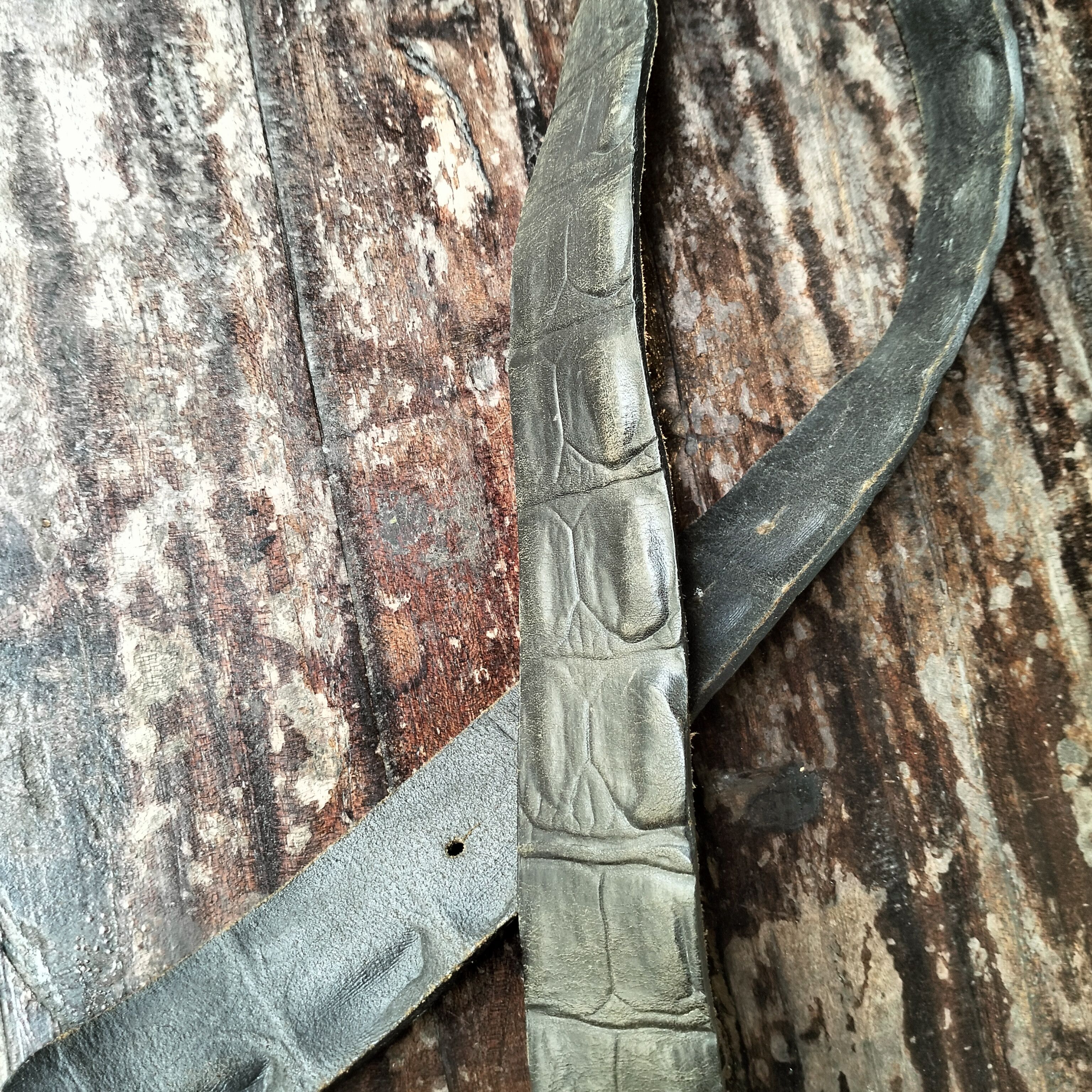 Vintage BLACK CROCODILE SKIN BELT Size ONE SIZE - 3 Thumbnail