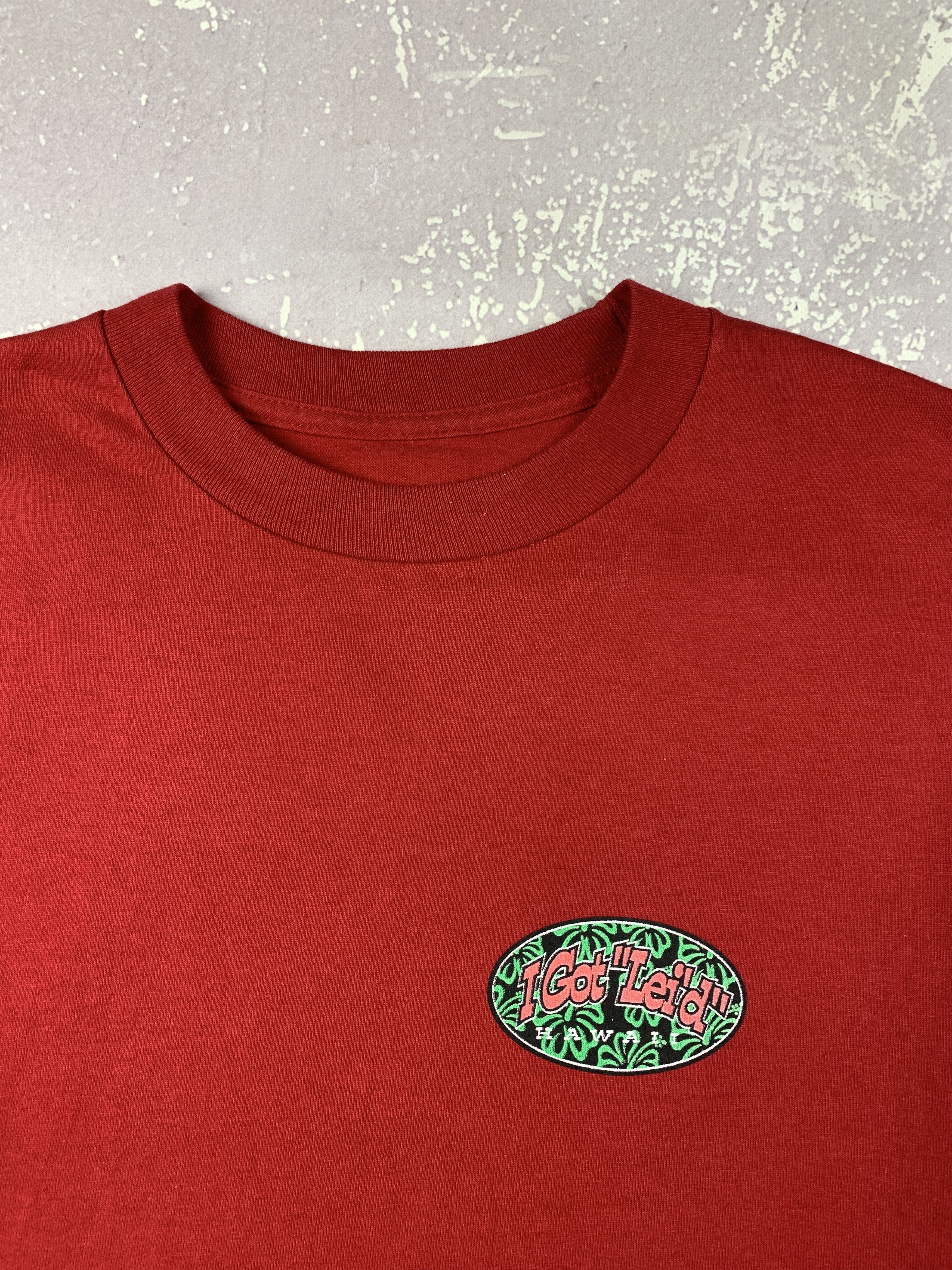 Vintage Vintage Y2K 90s I Got Leid Hawaiian T Shirt Mens Small Red Size US S / EU 44-46 / 1 - 7 Thumbnail