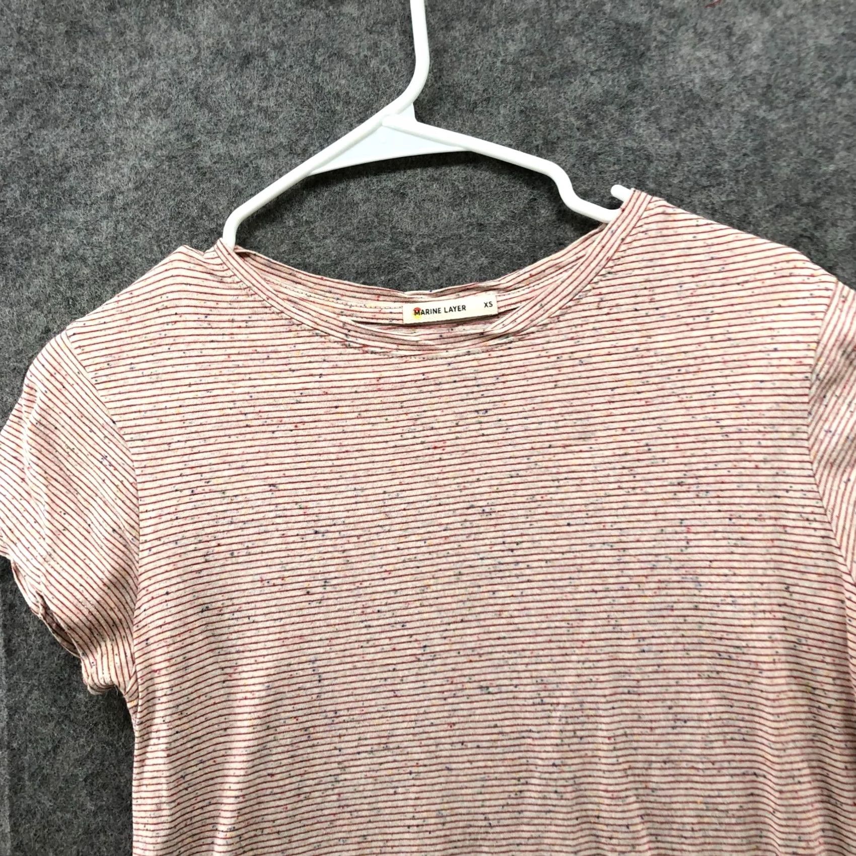 Marine Layer Marine Layer Swing Crew Tee Womens XS Confetti Red Stripe Short Sleeve Size 26" / US 2 / IT 38 - 3 Thumbnail