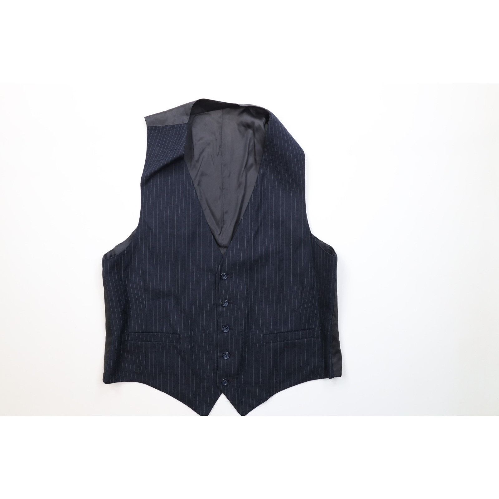 Vintage Vintage 70s Heavy Wool Pinstriped 3 Piece Suit Wedding Size 44L - 5 Thumbnail