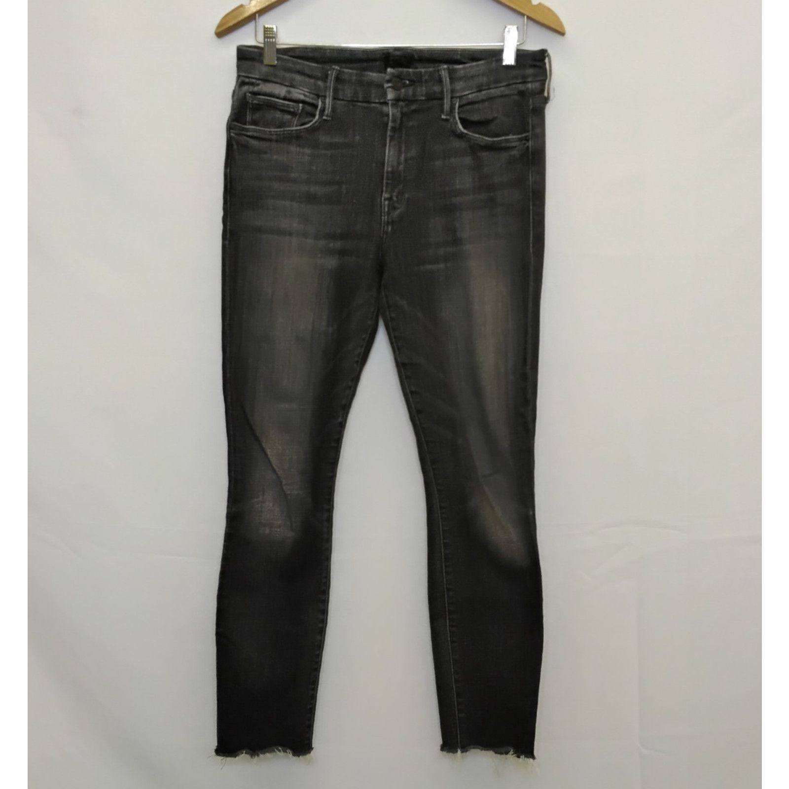 MOTHER Mother The Looker Ankle Fray Jeans Women's 29x27 Black Size 29" - 2 Thumbnail