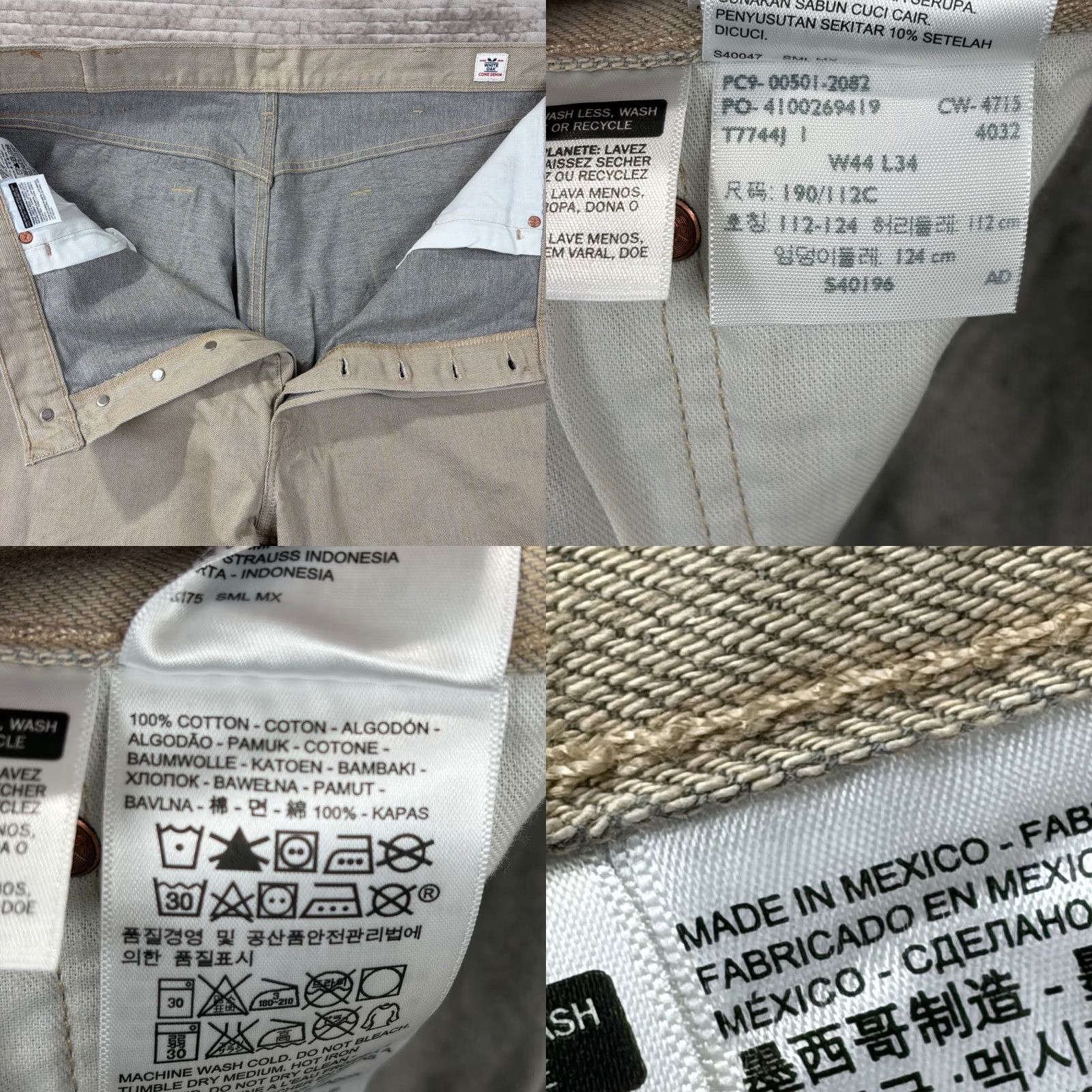 Levi's VINTAGE Levi's 501 Original Fit Jeans Beige Cone Denim Button Fly Mens W44 L34 Size US 34 / EU 50 - 8 Thumbnail